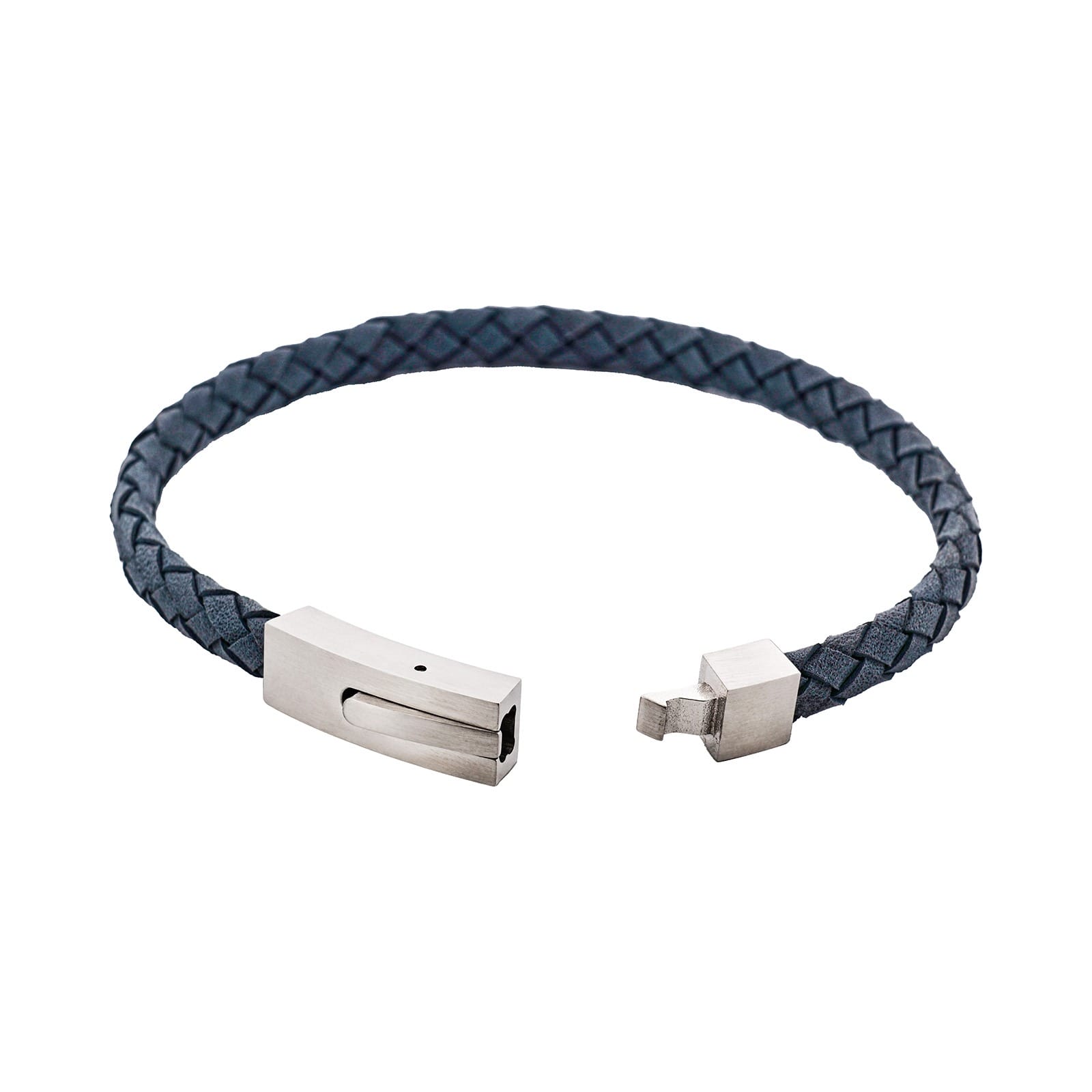 Braided Suede & Steel Calabria Bracelet, 21.5cm x 6mm, Ocean