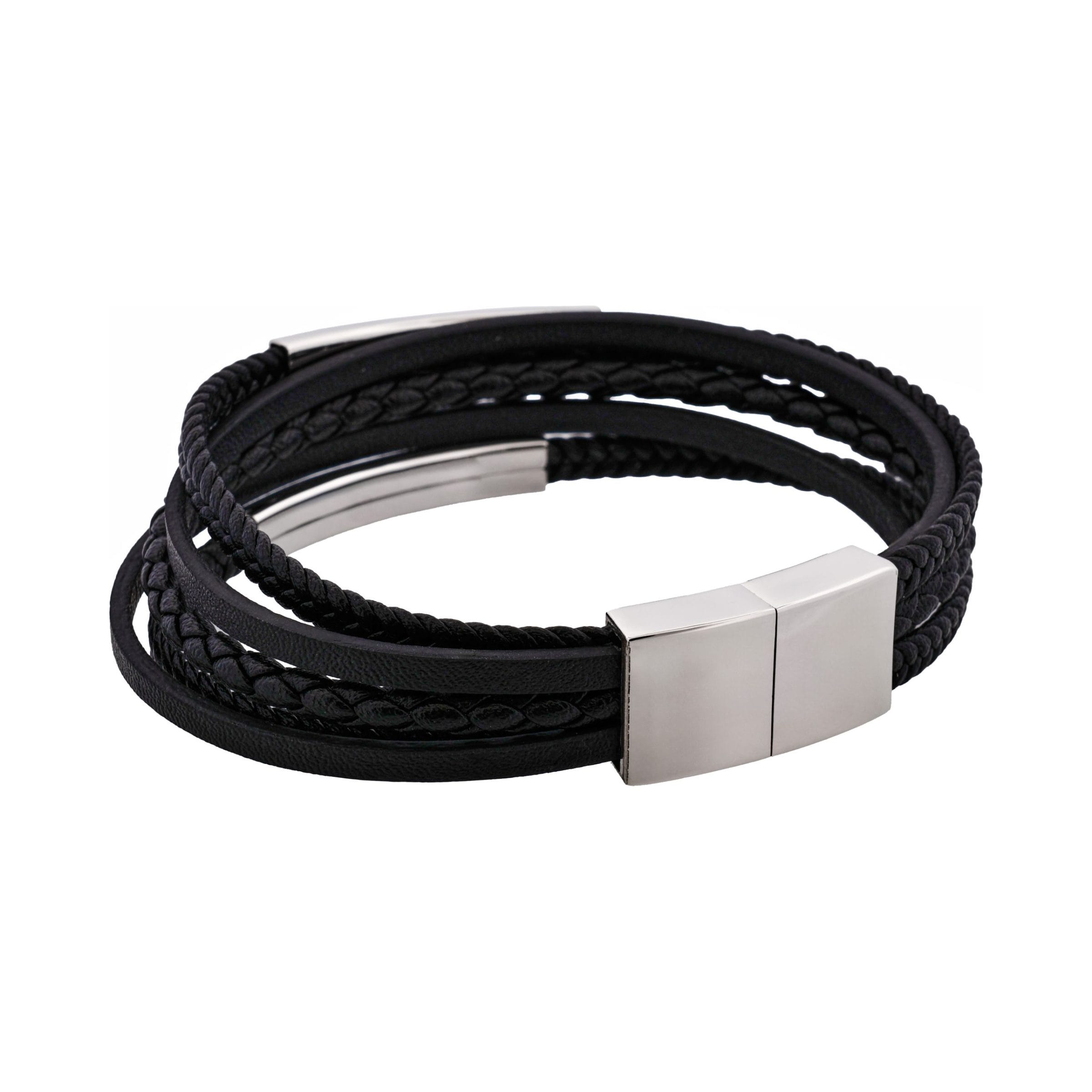 Sierra Black Multi-Strand Leather Bracelet