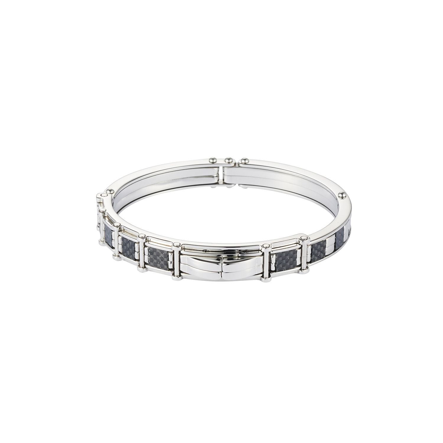 Stainless Steel and Carbon Fibre Handcuff Bangle