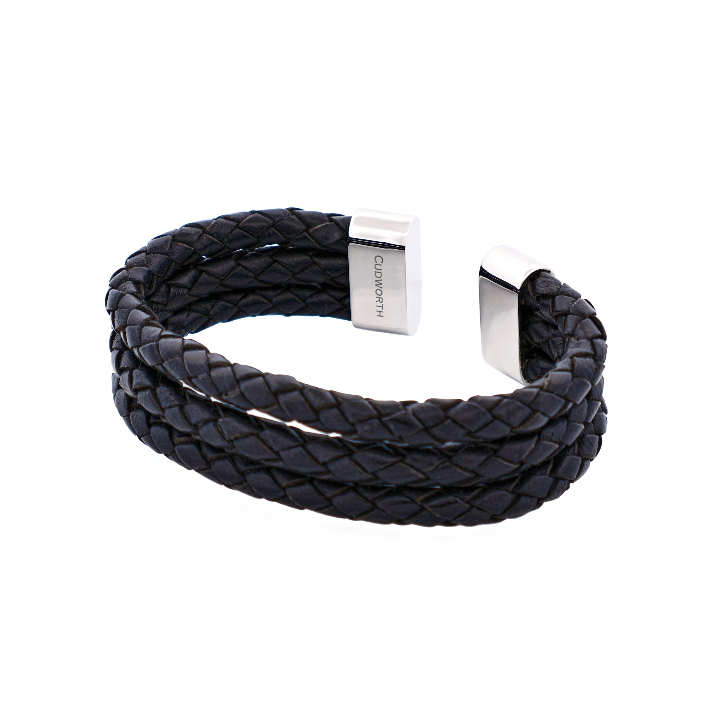 Stainless Steel Black Leather Bracelet