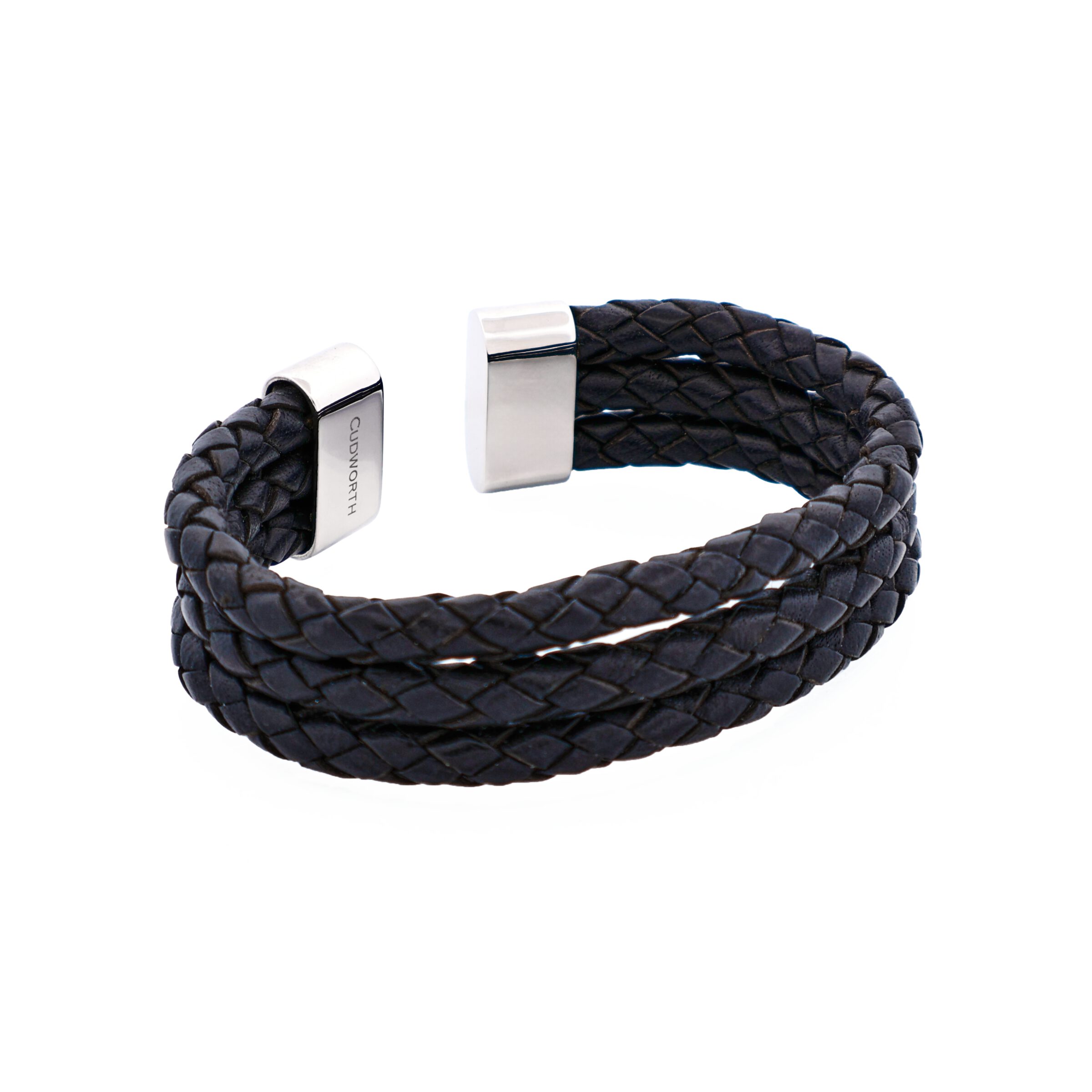 Stainless Steel Black Leather Bracelet