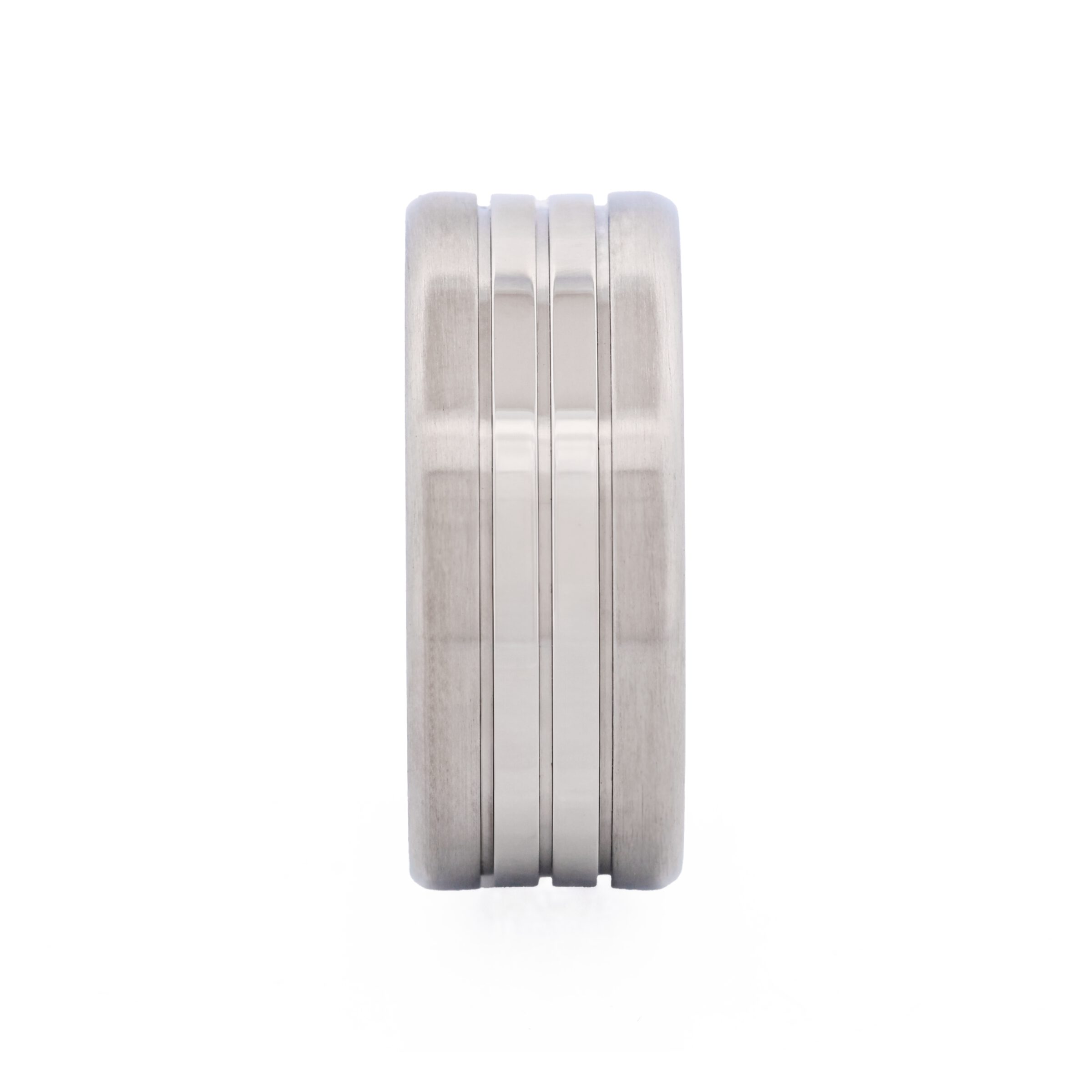 Brushed Stainless Steel Ring with Double Polished Centre Bands