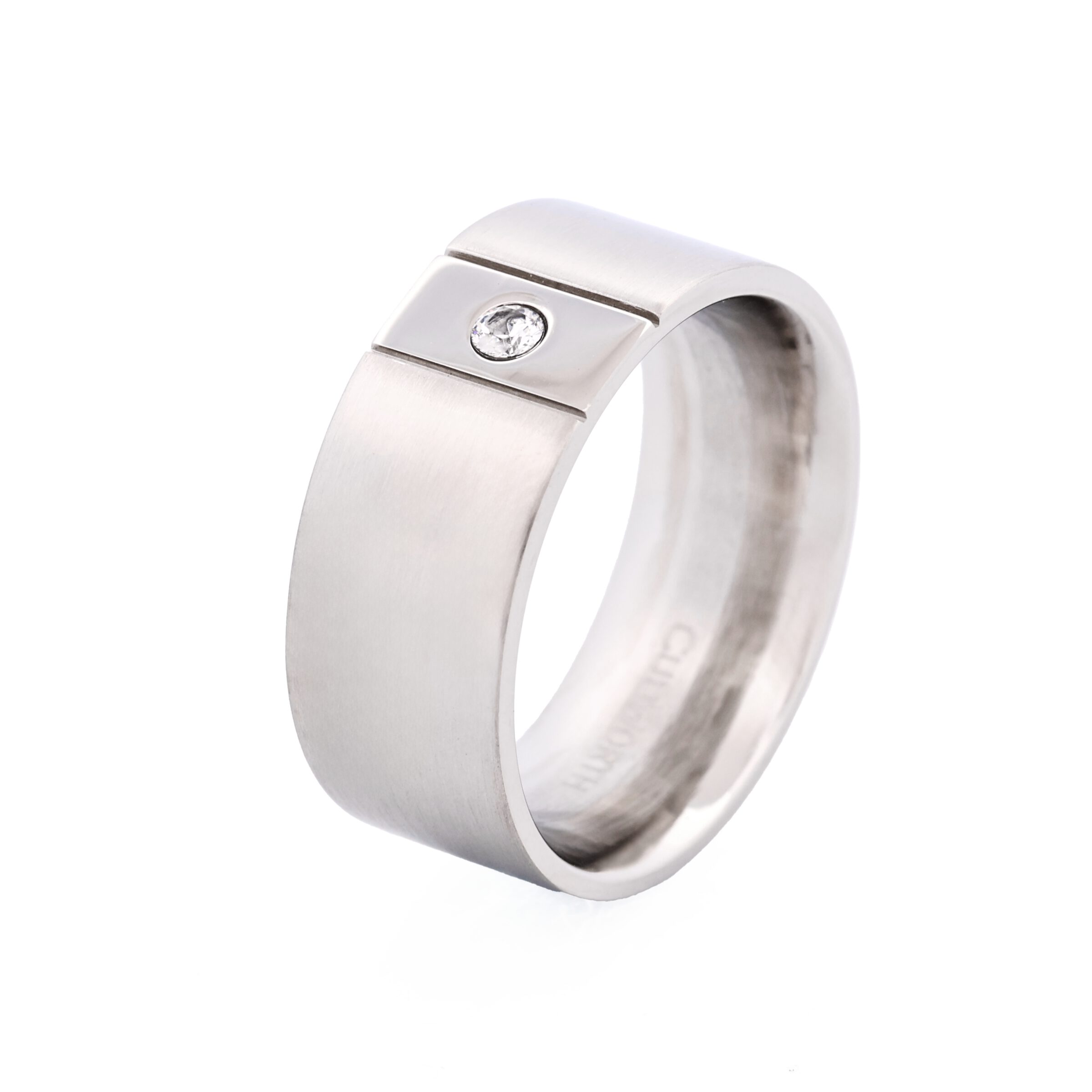 Stainless Steel Ring with Cubic Zirconia In Centre