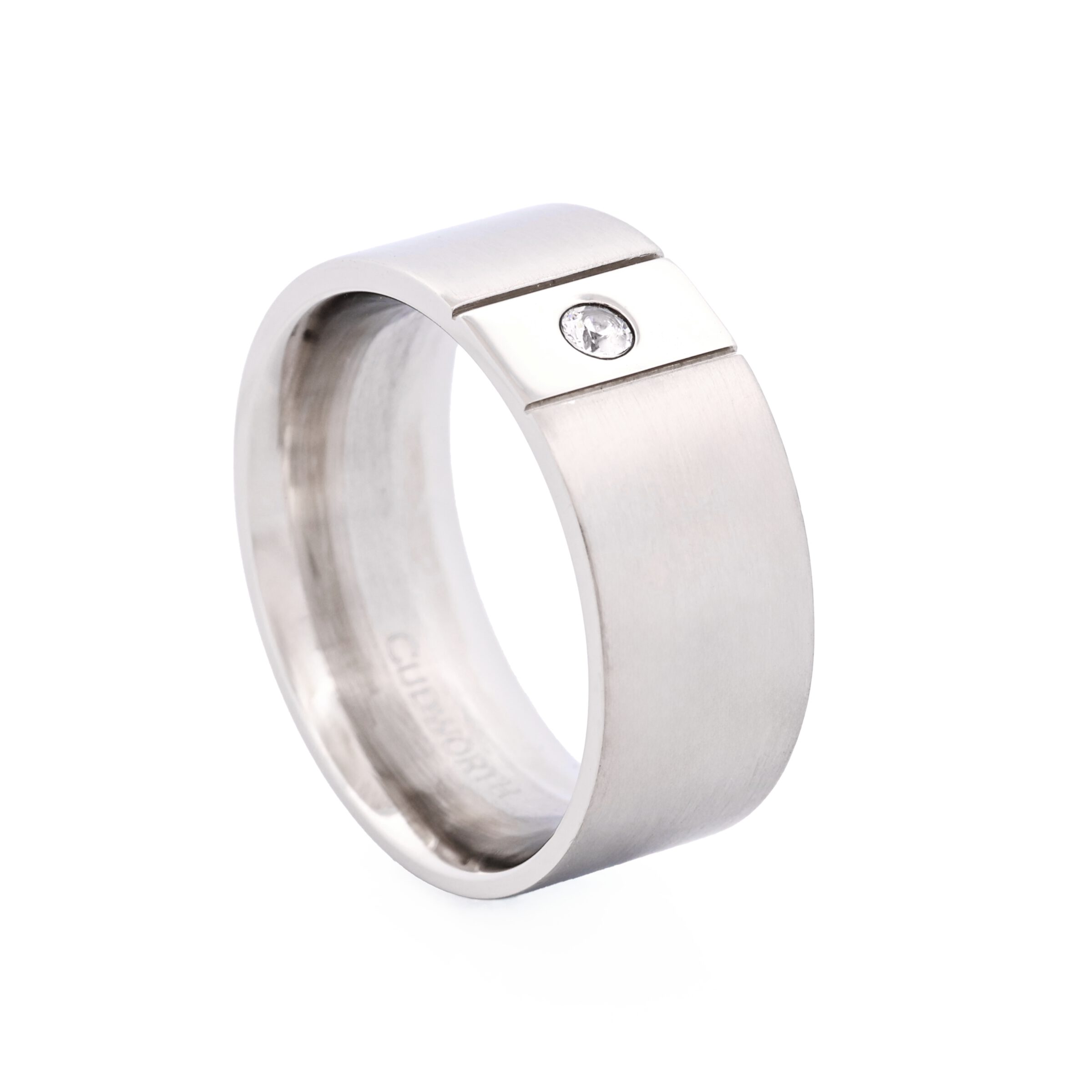 Stainless Steel Ring with Cubic Zirconia In Centre