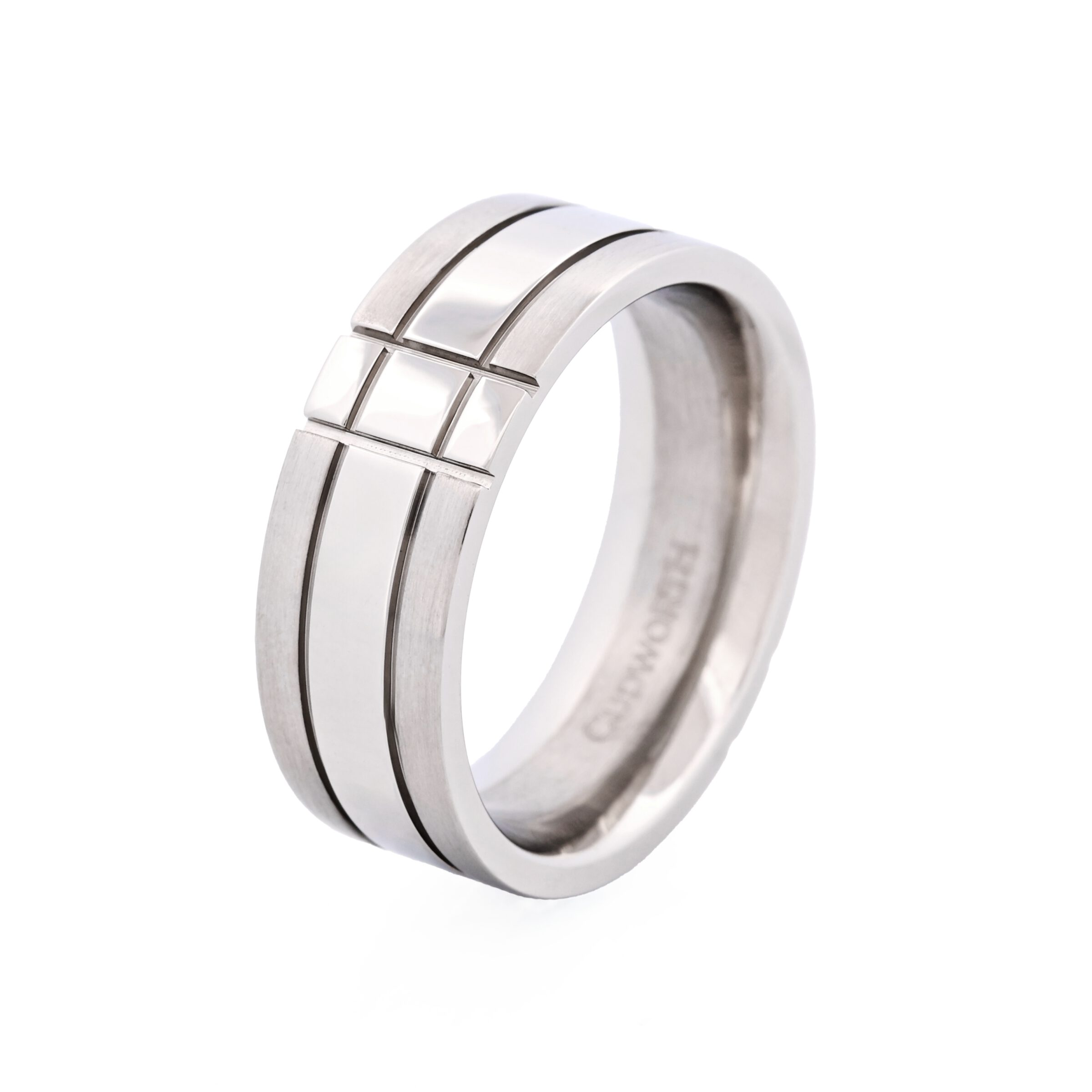 Brushed and Polished Stainless Steel Ring