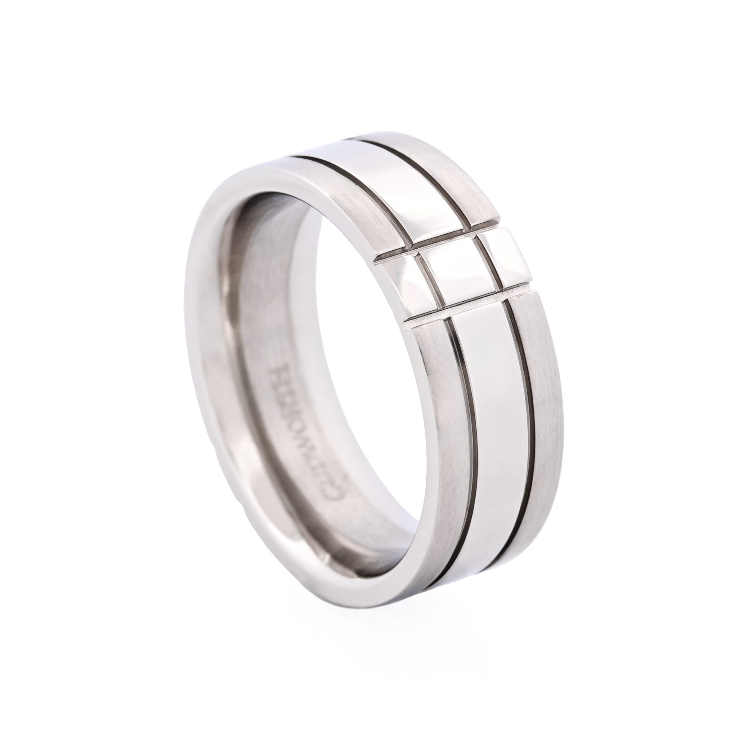 Brushed and Polished Stainless Steel Ring