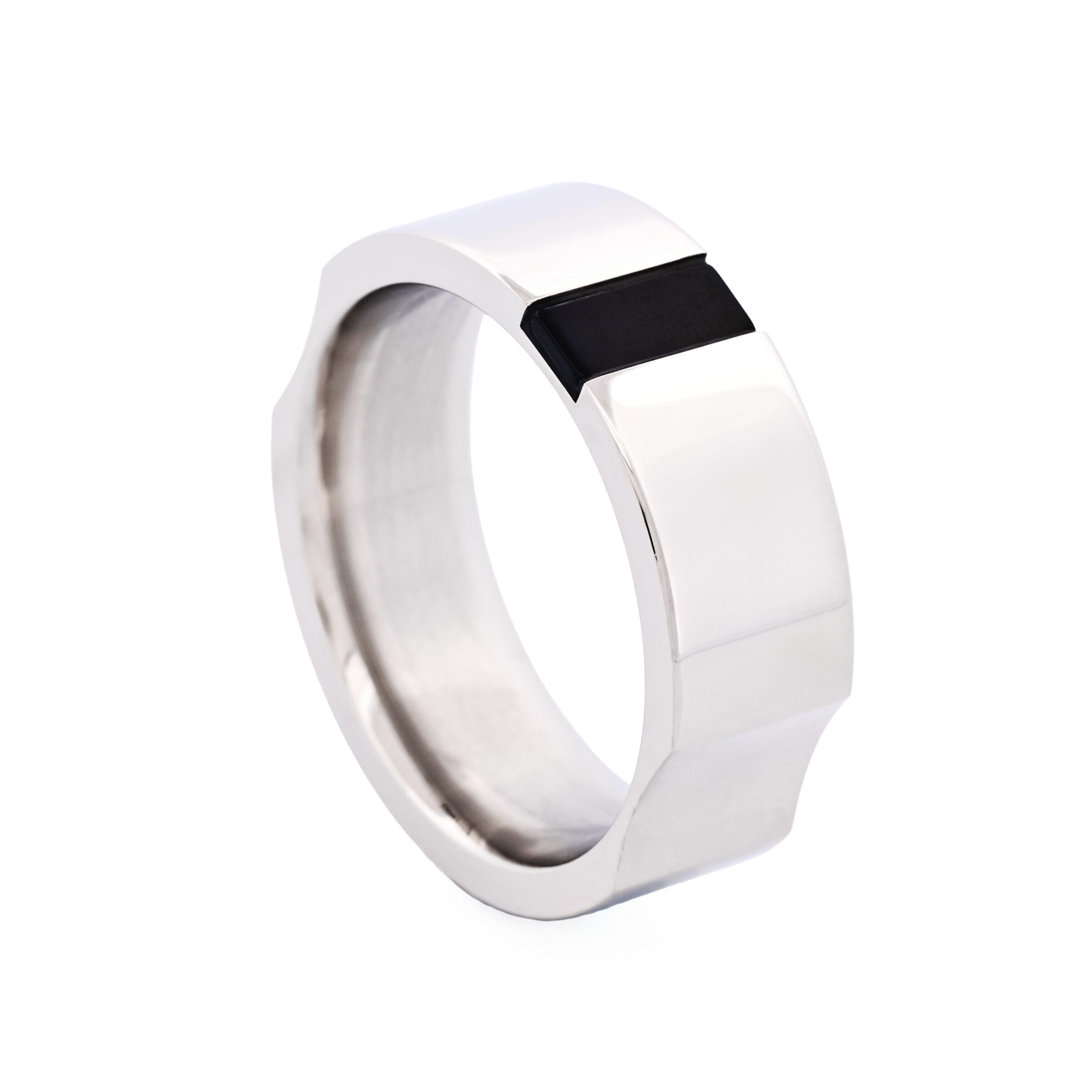 Polished Stainless Steel & Onyx Ring