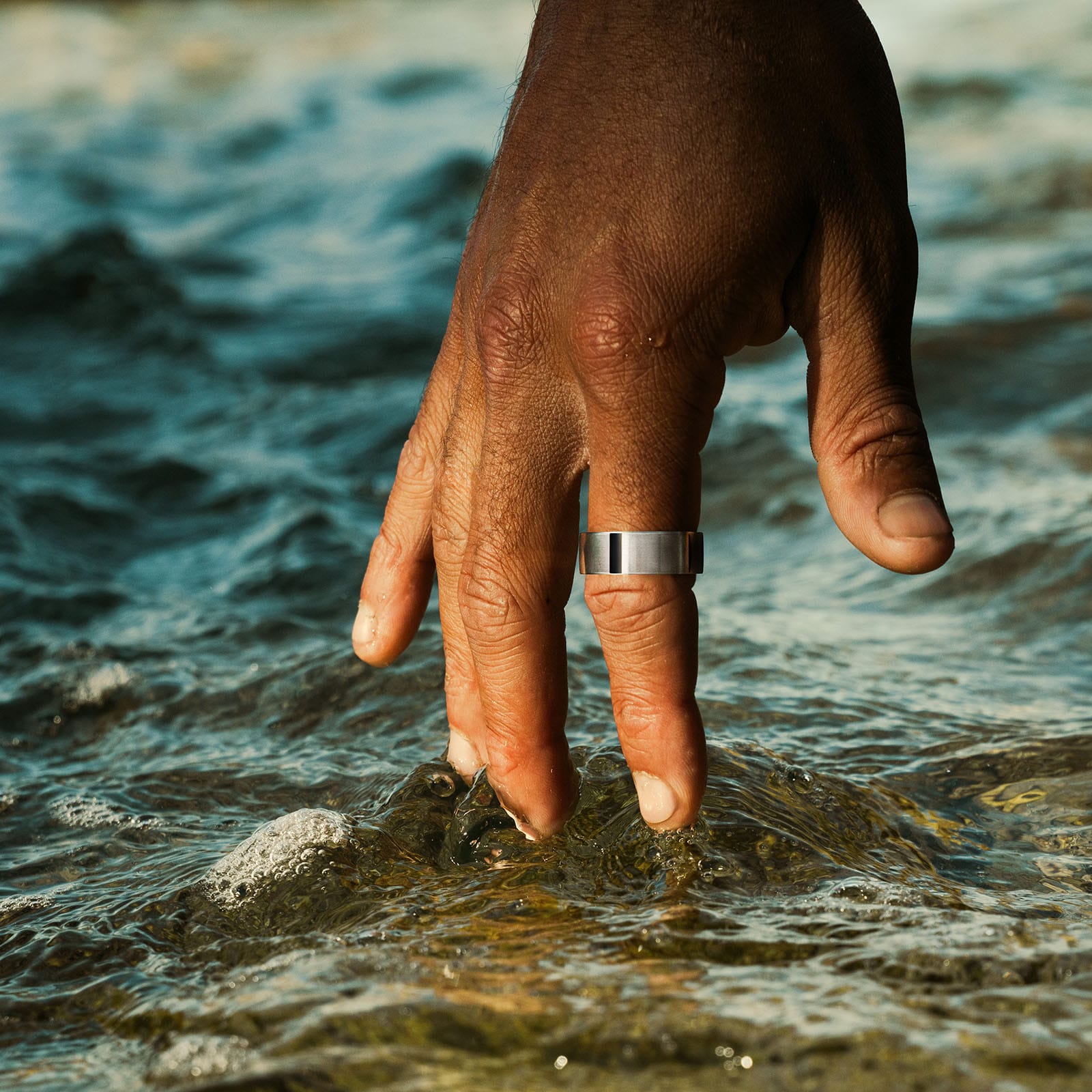 Brushed Stainless Steel & Onyx Ring