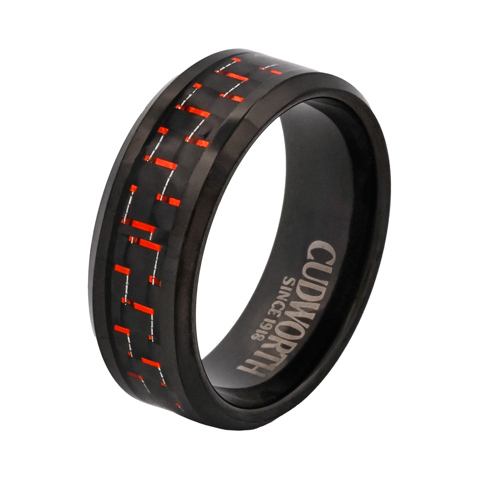 Cudworth Polished Black Ion Plated Tungsten Ring - Inferno Matrix
