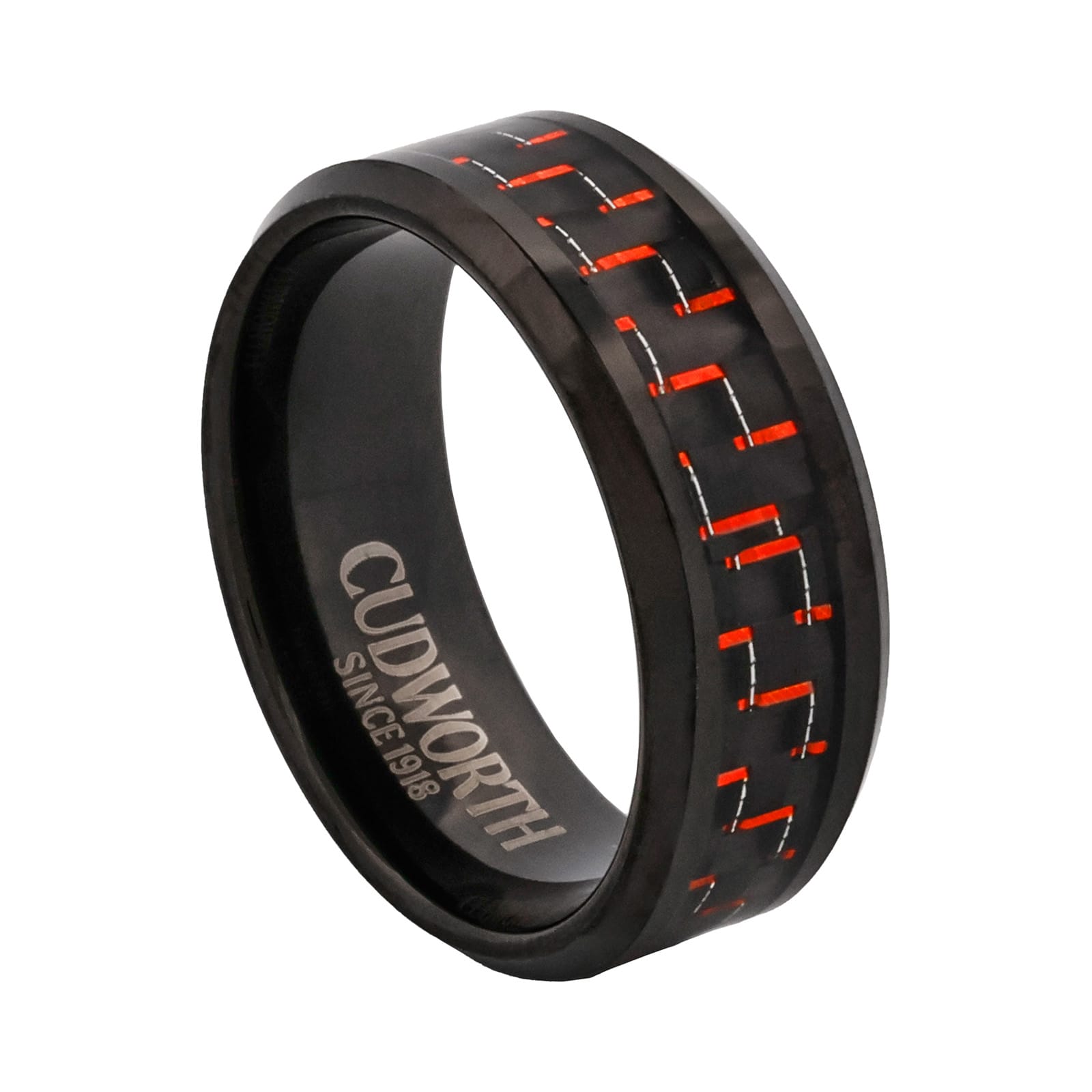 Cudworth Polished Black Ion Plated Tungsten Ring - Inferno Matrix
