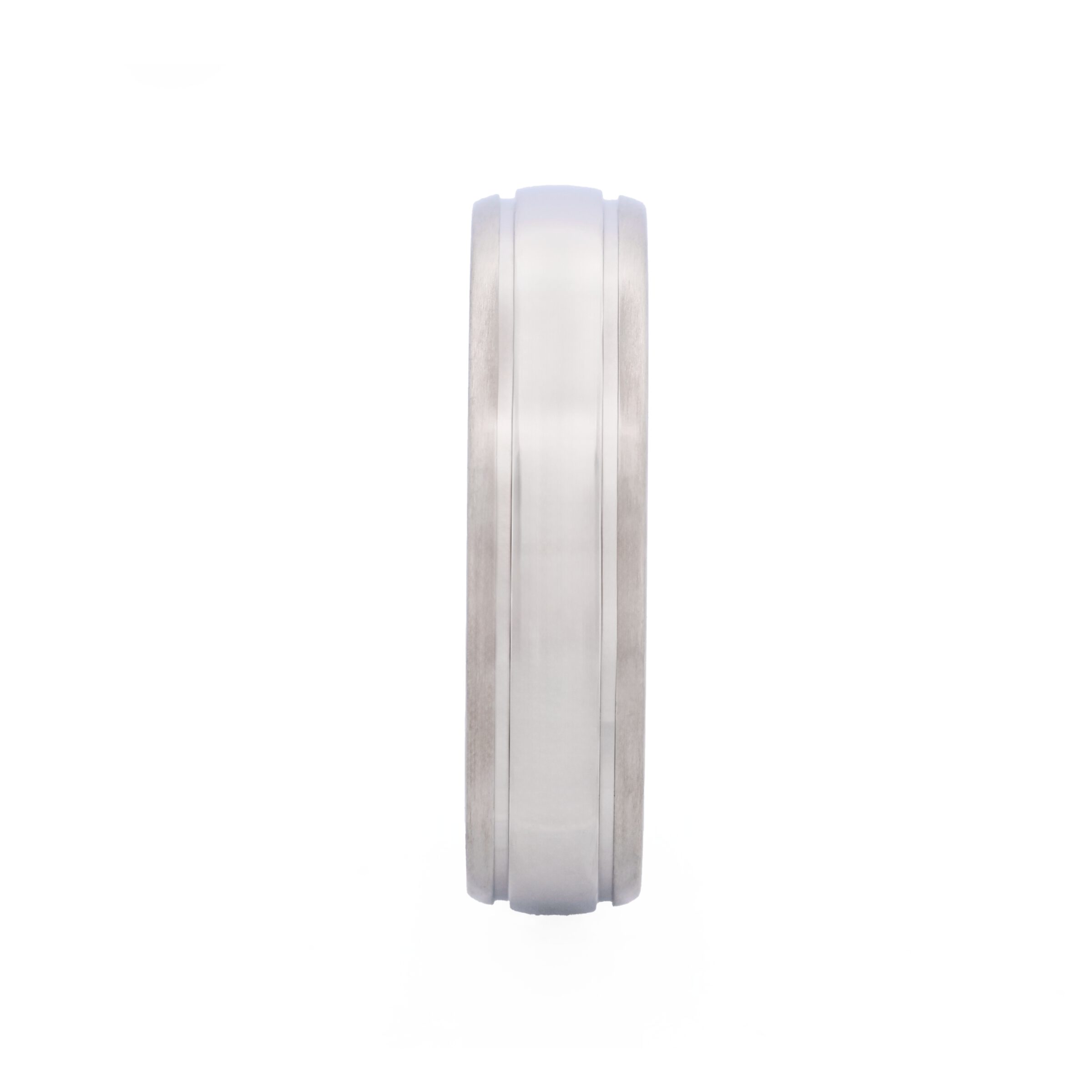 Brushed Stainless Steel Ring with Polished Centre Band