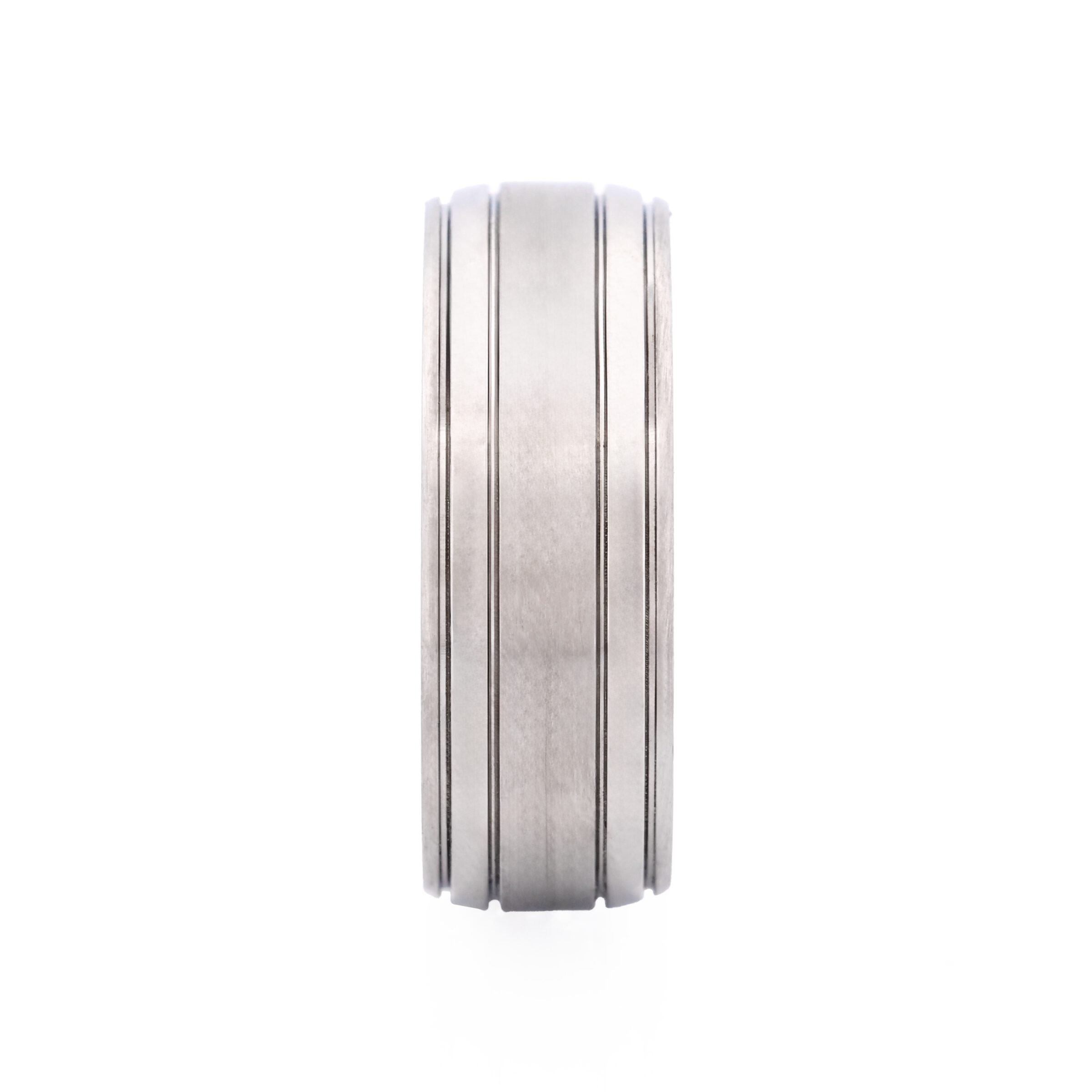 Polished Stainless Steel Wide Ring with Brushed Centre Band