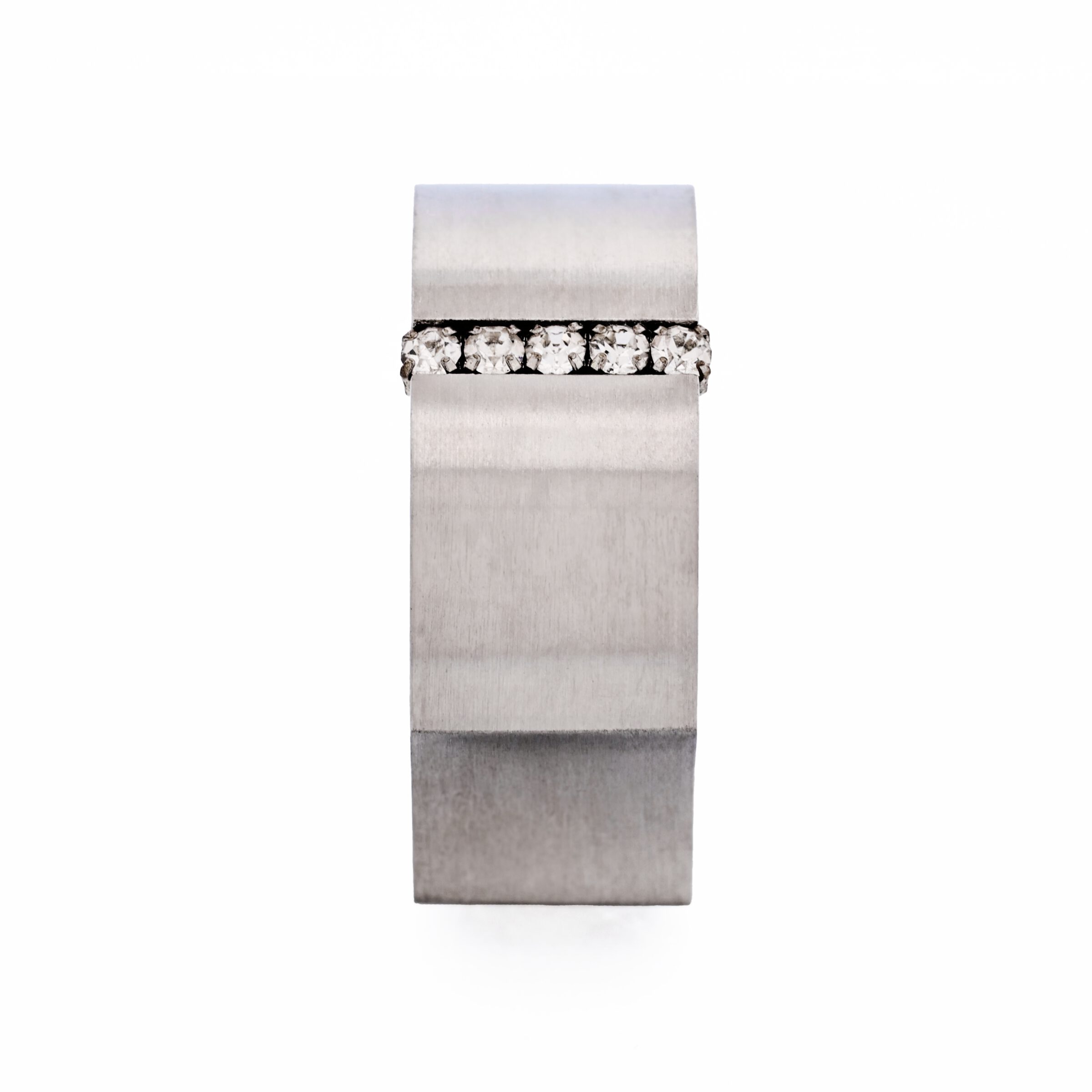 Brushed Stainless Steel Ring with Cubic Zirconia