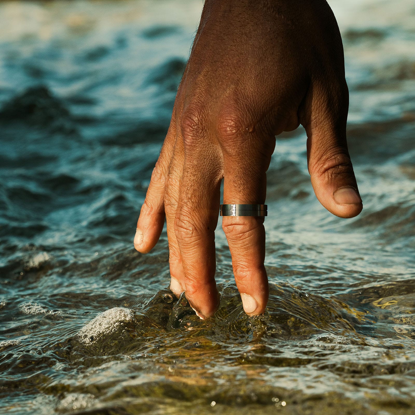 Brushed Stainless Steel Ring with Two Cubic Zirconia