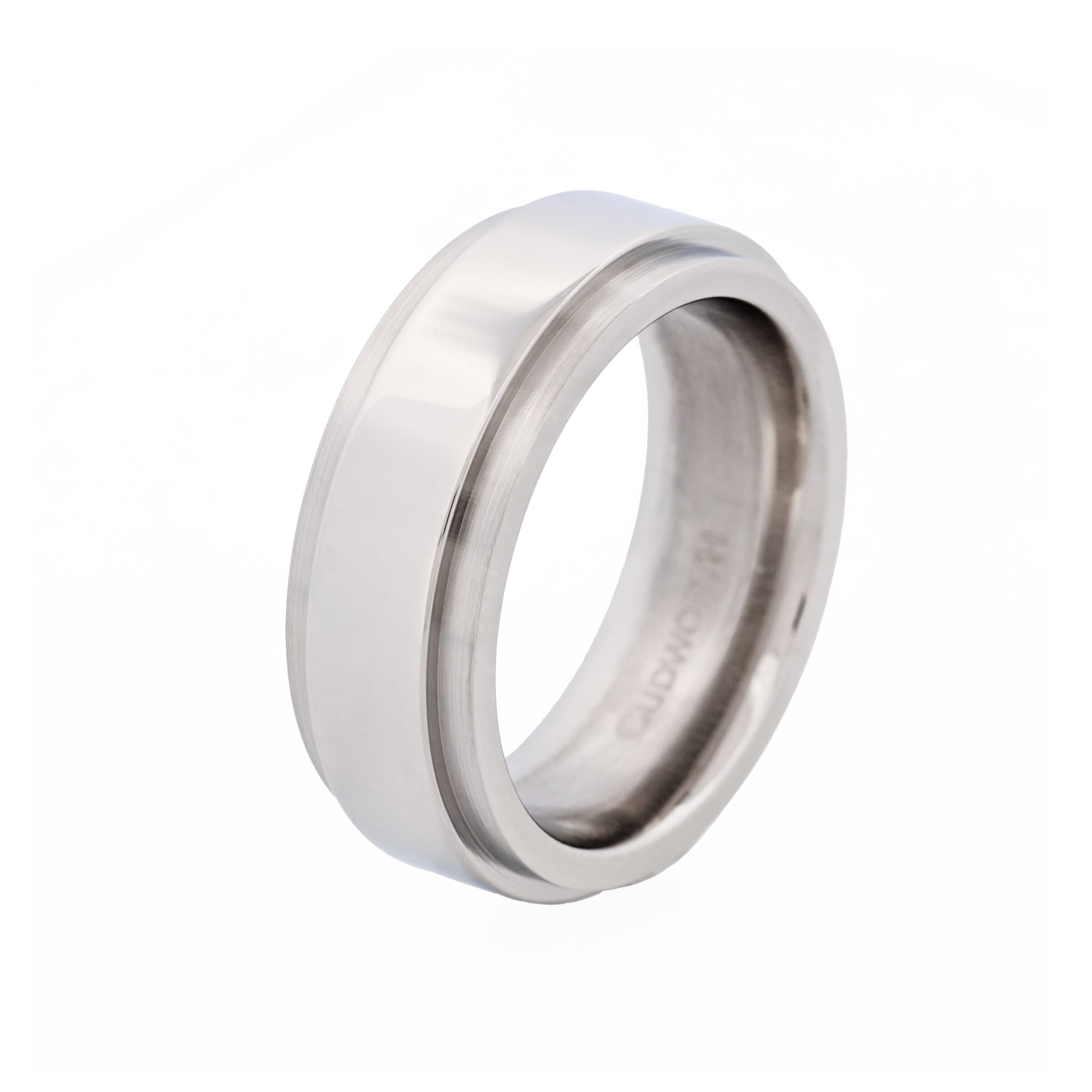 Polished Stainless Steel Ring with Raised Centre Band