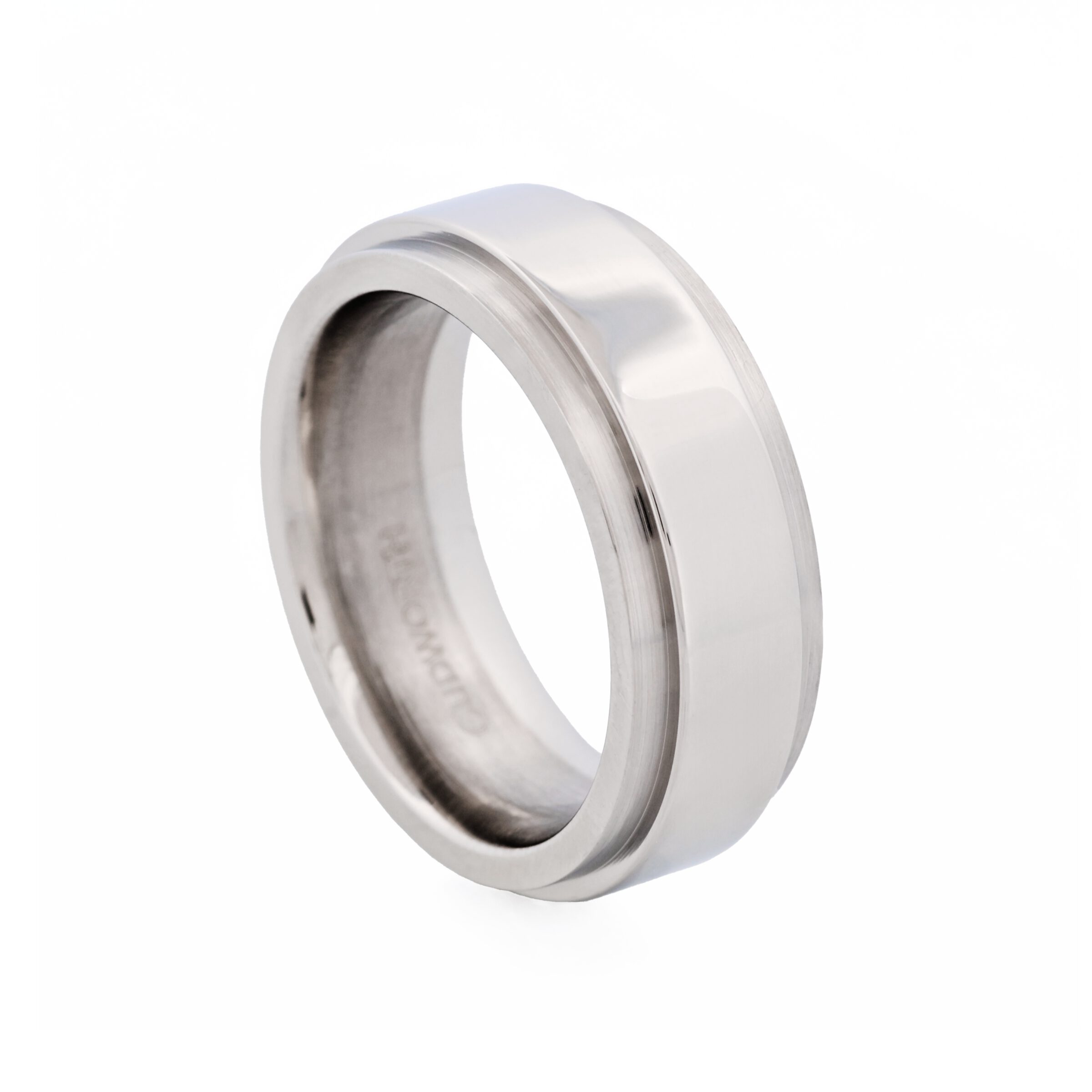 Polished Stainless Steel Ring with Raised Centre Band