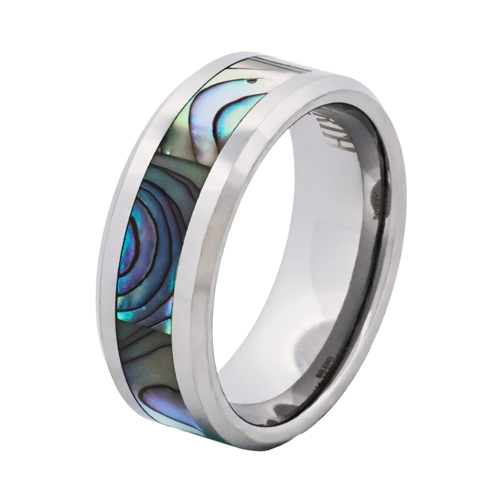 Cudworth Polished Rhodium Tungsten Ring - Ocean Crest