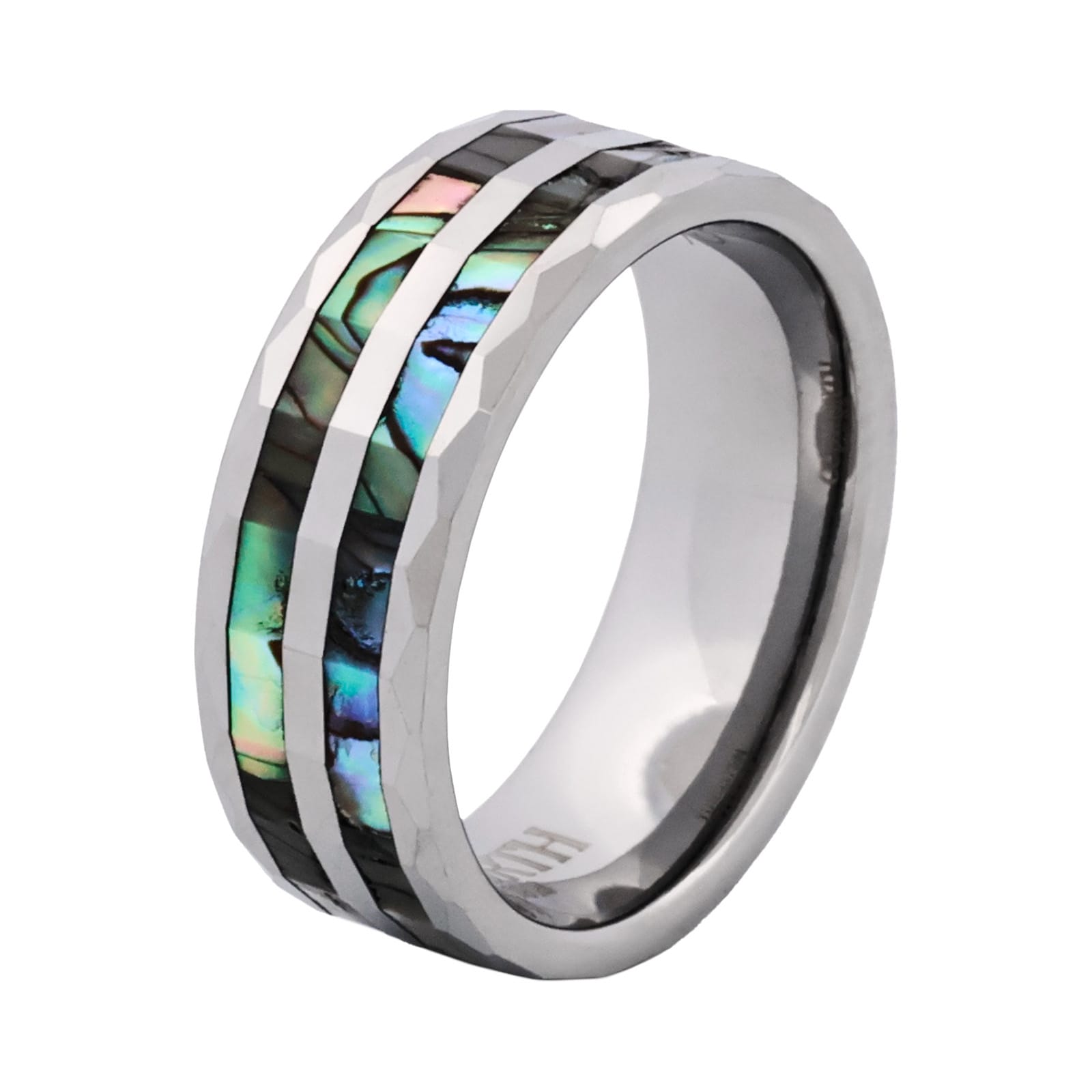 Cudworth Polished Rhodium Tungsten Ring - Mosaic Tide