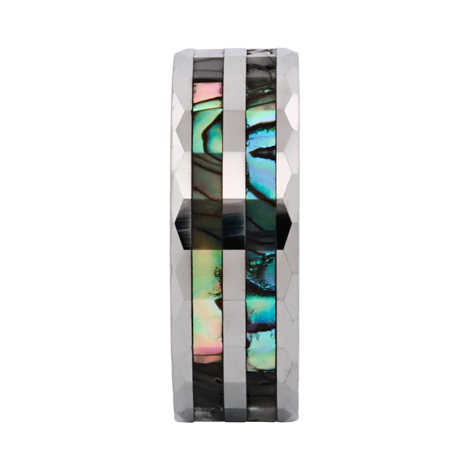 Cudworth Polished Rhodium Tungsten Ring - Mosaic Tide