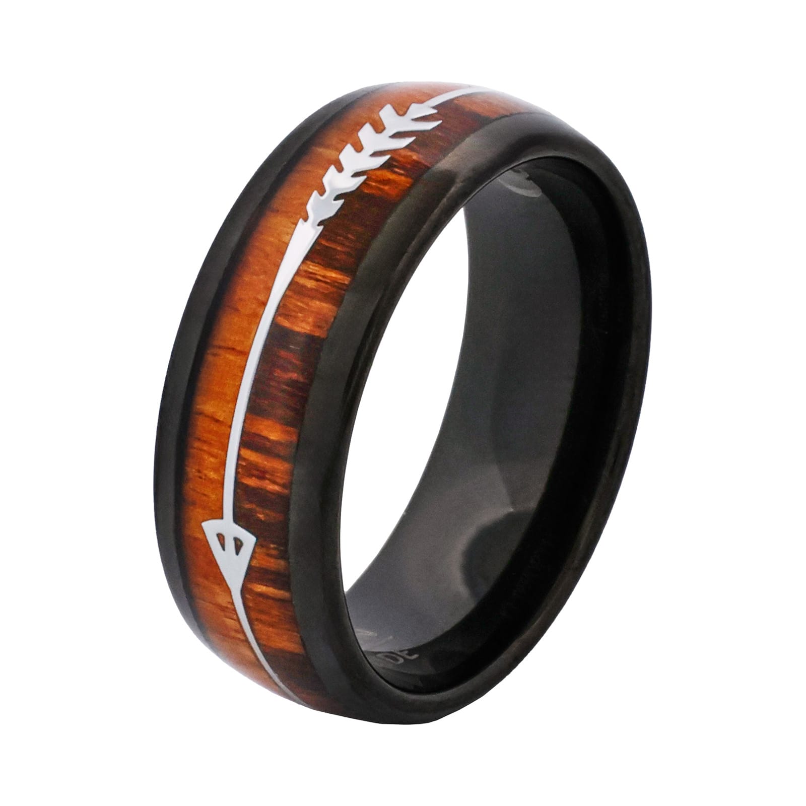 Cudworth Polished Black Ion Plated Tungsten Ring - Frontier Arrow