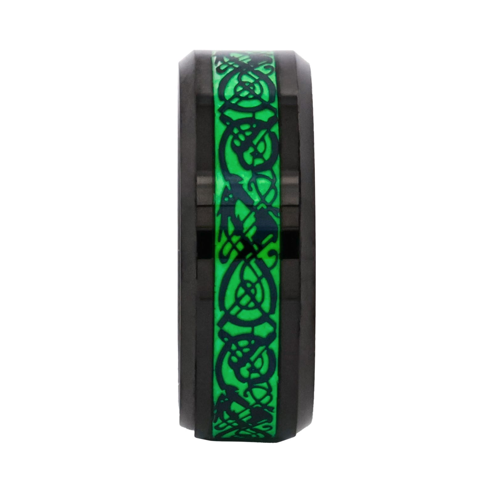 Cudworth Polished Black Ion Plated Tungsten Ring - Celtic Glow