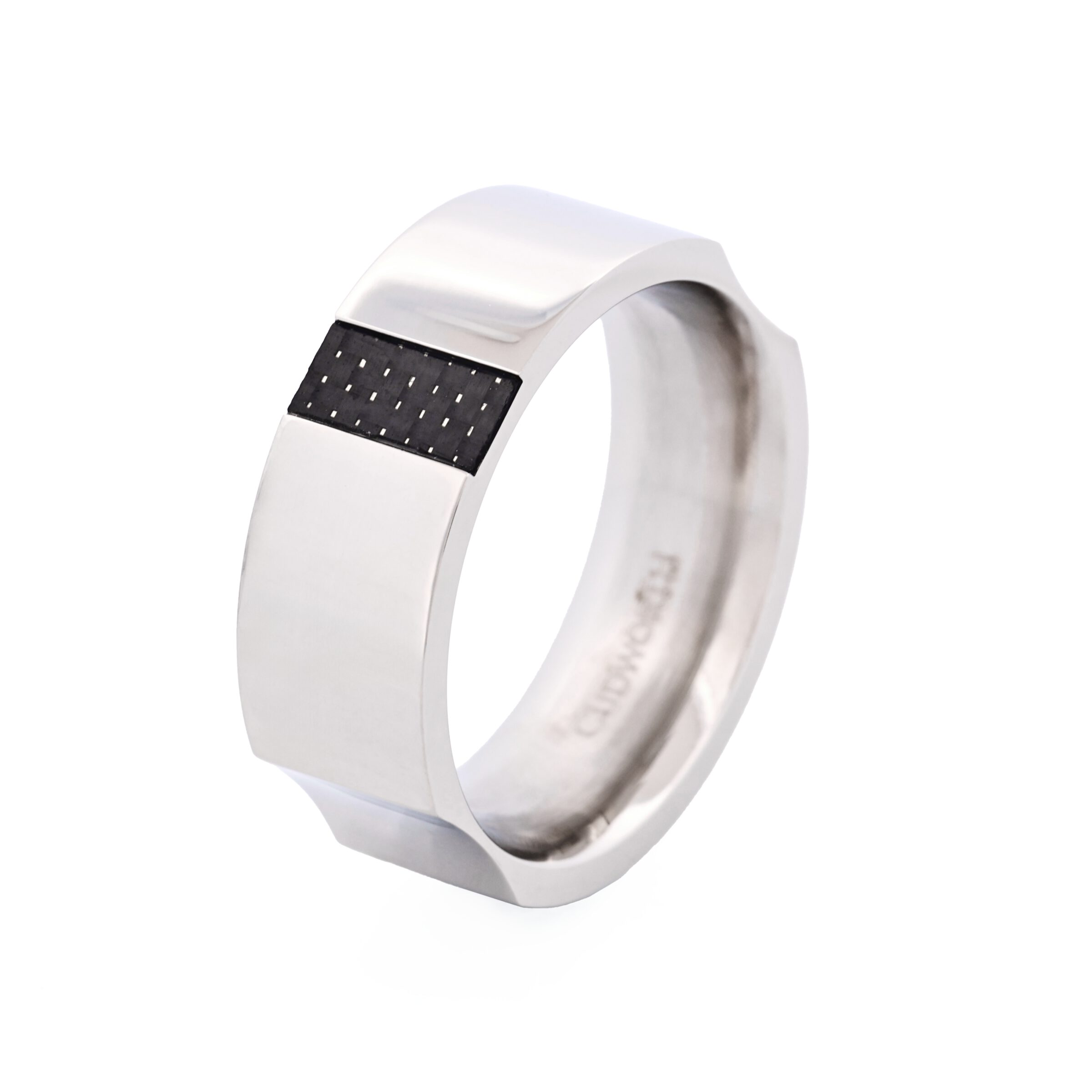 Polished Stainless Steel Ring & Carbon Fibre Ring