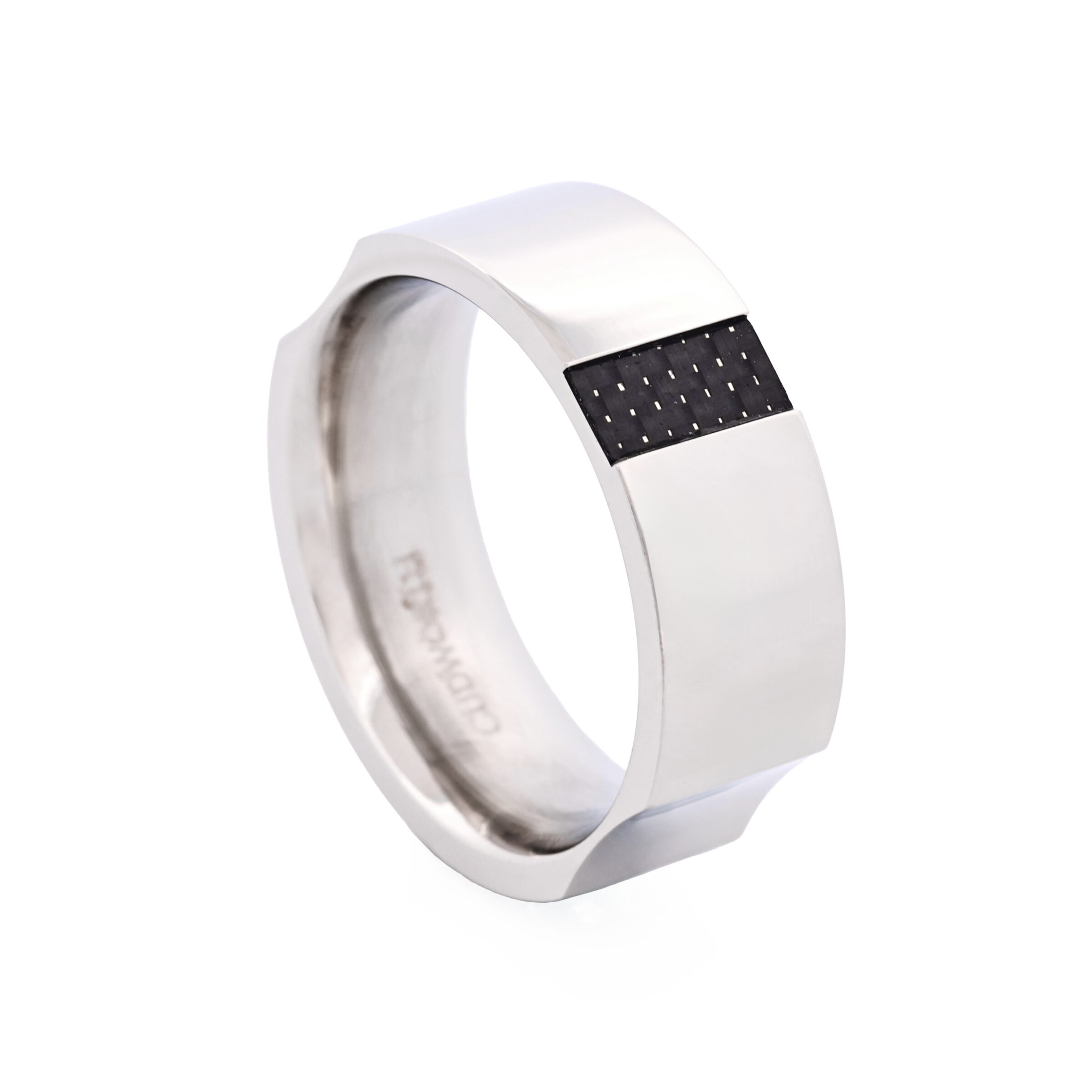Polished Stainless Steel Ring & Carbon Fibre Ring