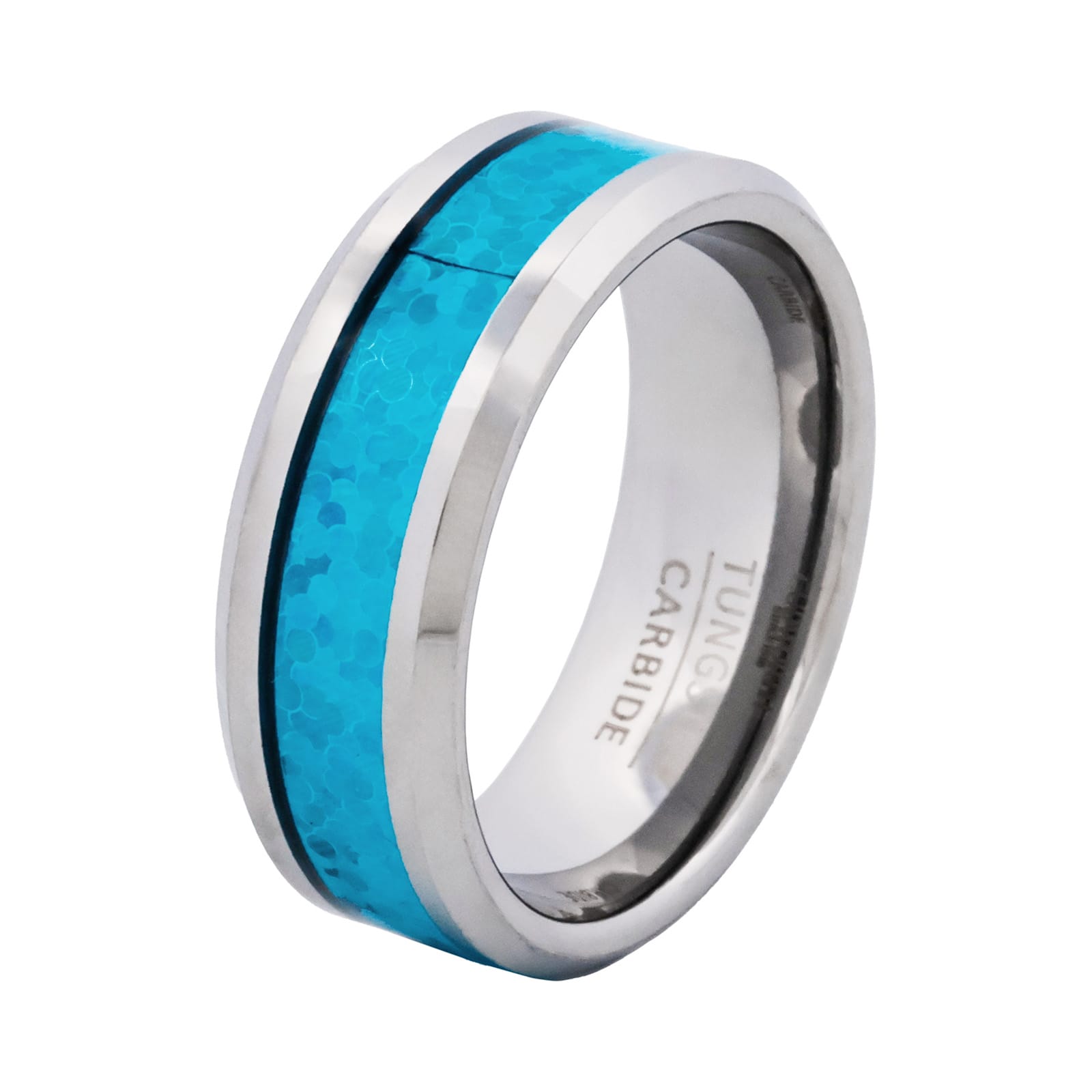 Cudworth Polished Rhodium Tungsten Ring - Pacific Opal