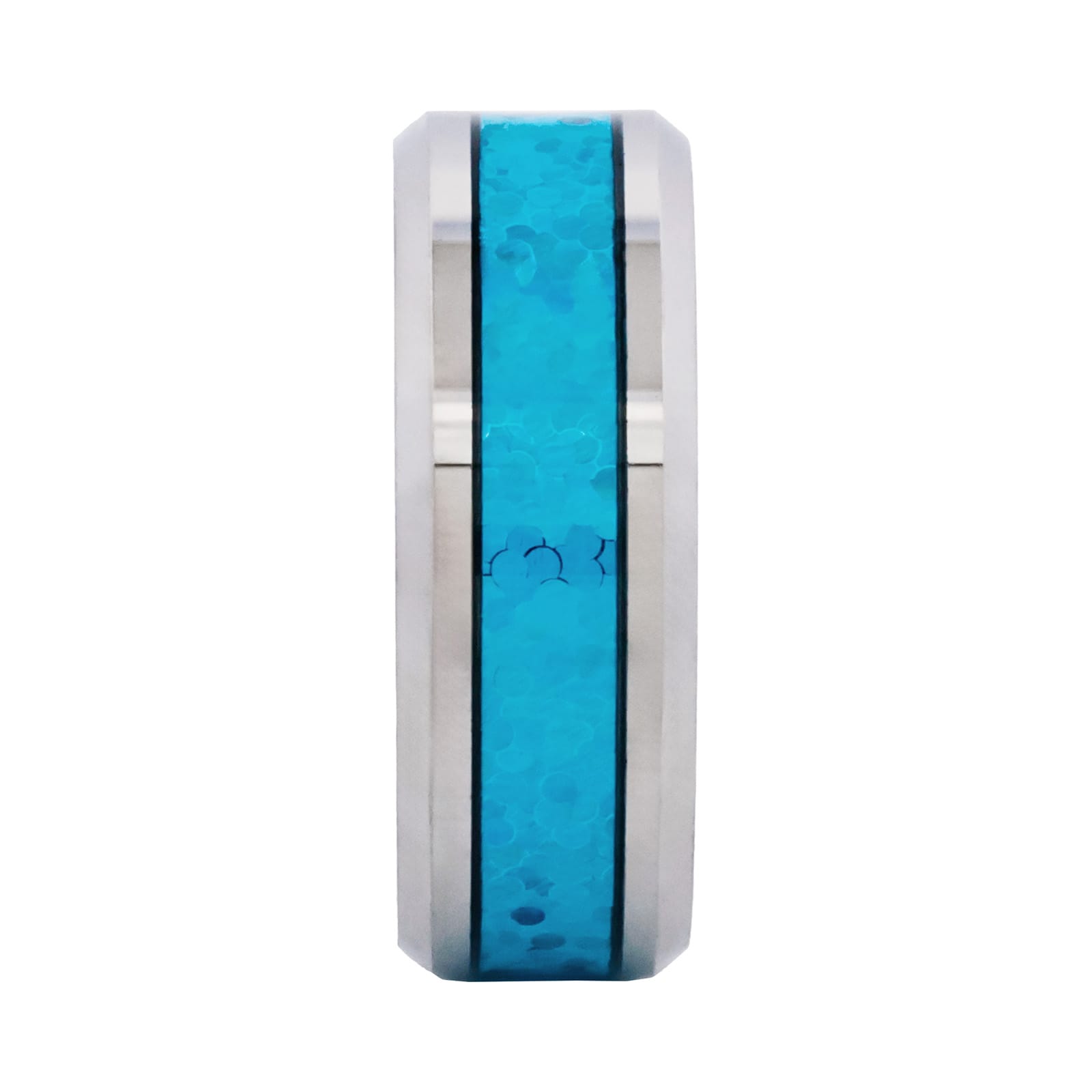 Cudworth Polished Rhodium Tungsten Ring - Pacific Opal