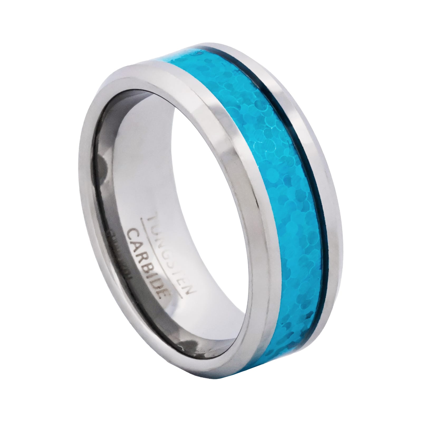 Cudworth Polished Rhodium Tungsten Ring - Pacific Opal