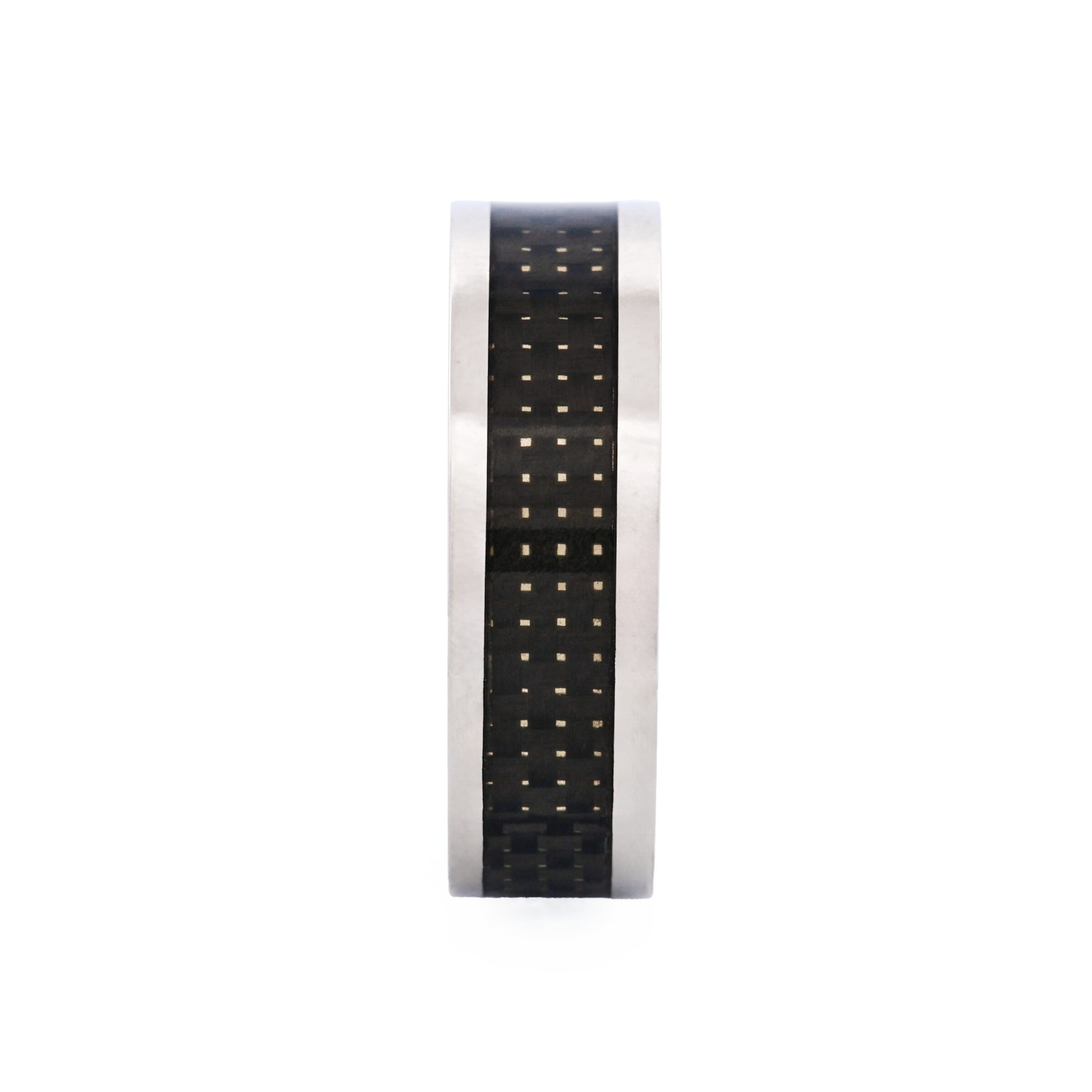 Polished Stainless Steel Ring with Black Carbon Fibre Inlay