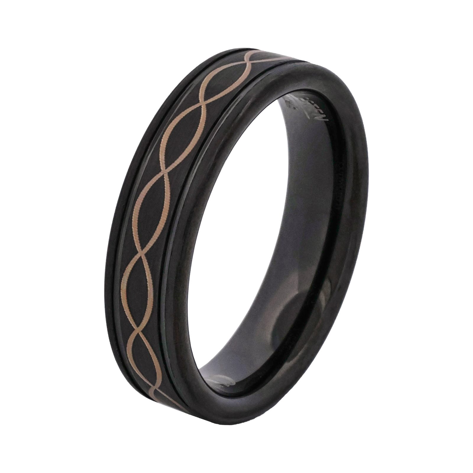 Cudworth Polished Black Ion Plated Tungsten Ring - Infinity Wave