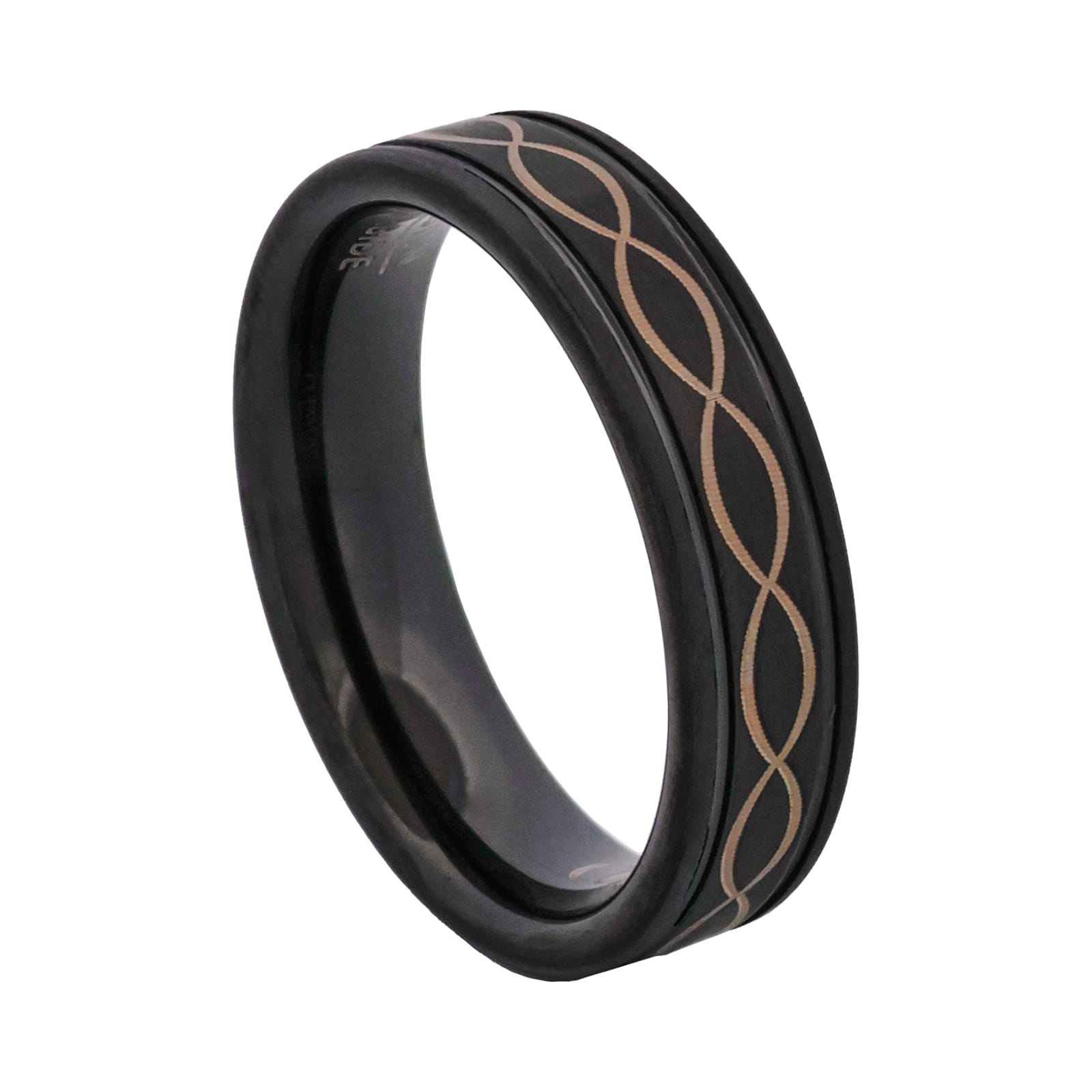 Cudworth Polished Black Ion Plated Tungsten Ring - Infinity Wave