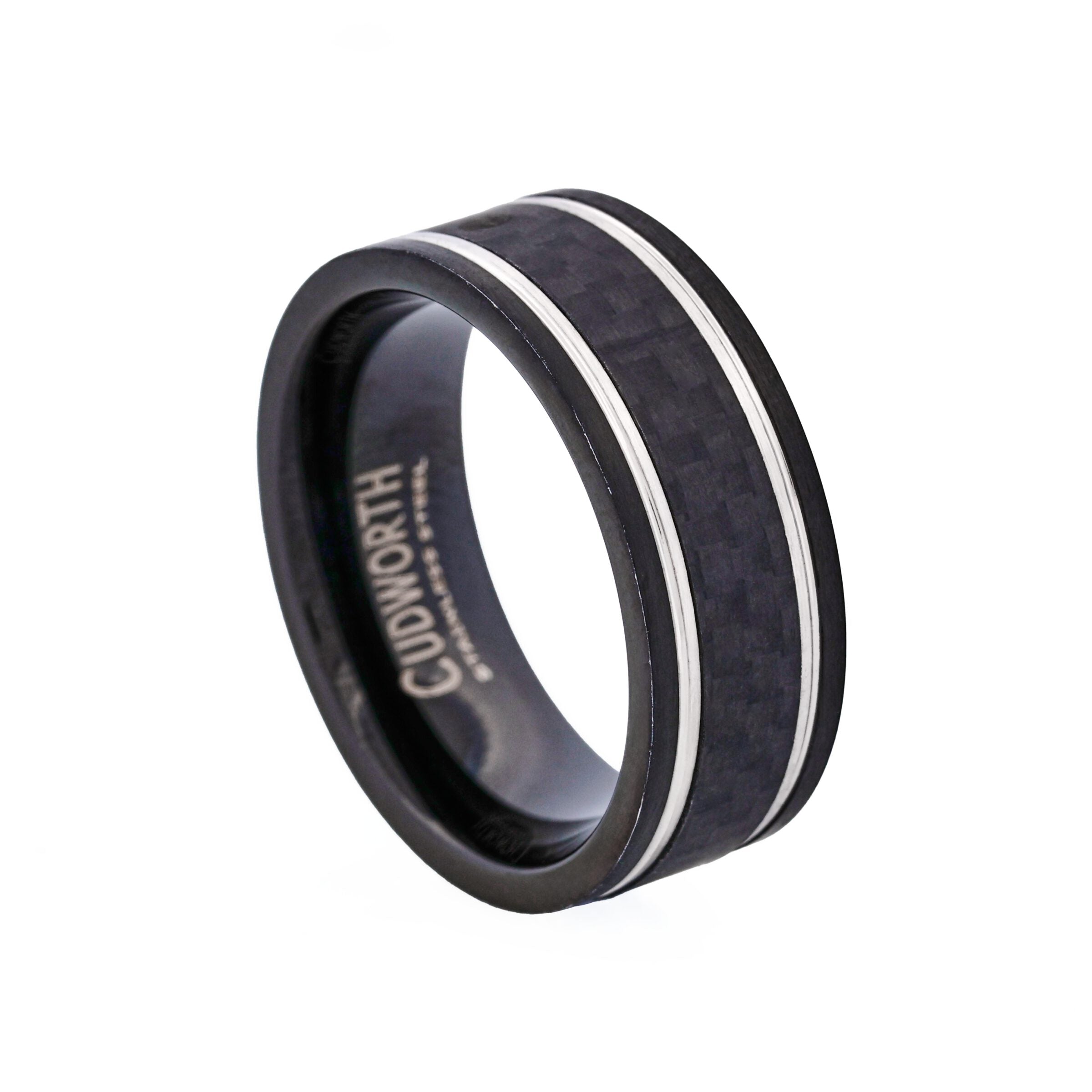 Ion Plated Black Stainless Steel with Carbon Fibre Inlay Ring