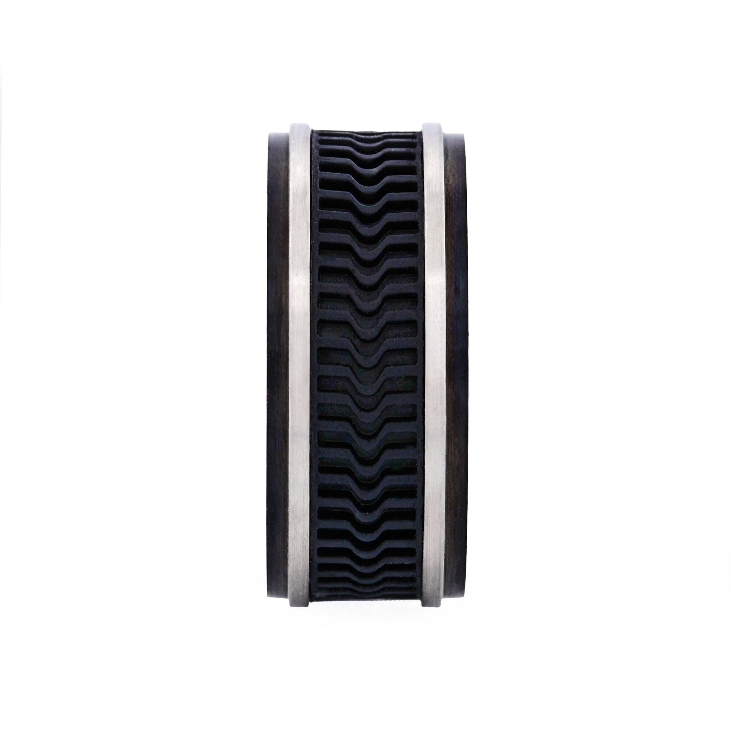 Brushed Stainless Steel & Ion Plated Black with Rubber Tread Ring