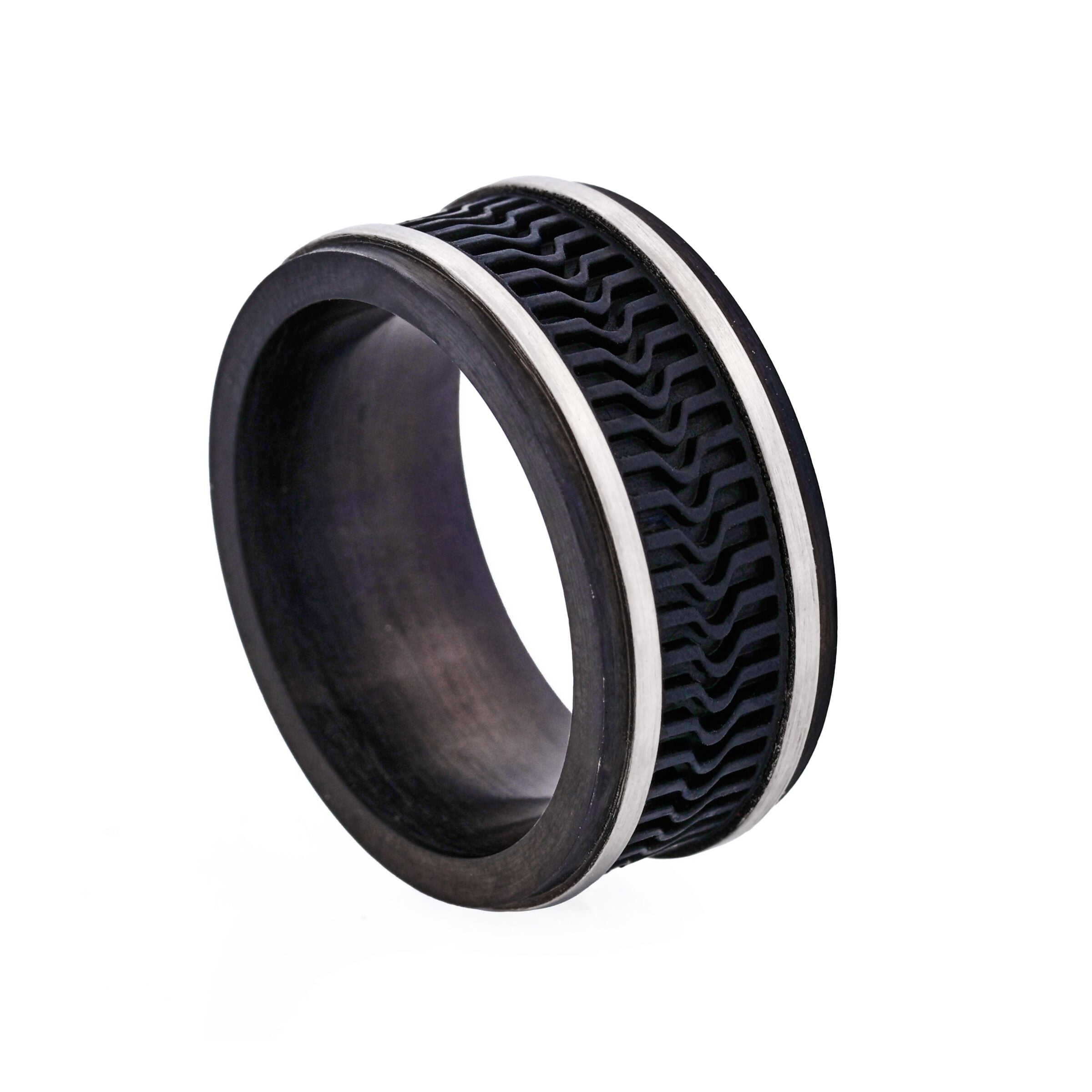 Brushed Stainless Steel & Ion Plated Black with Rubber Tread Ring