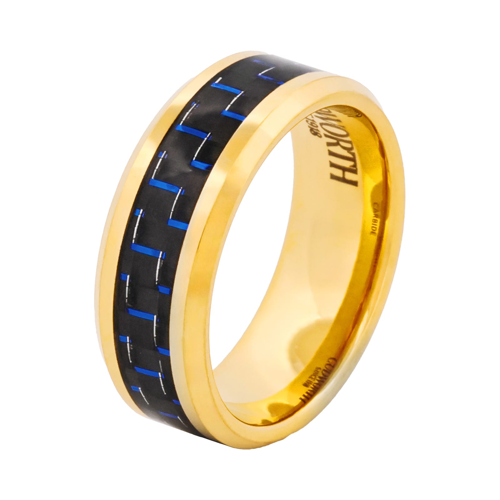 Cudworth Polished Gold Ion Plated Tungsten Ring - Gold Matrix