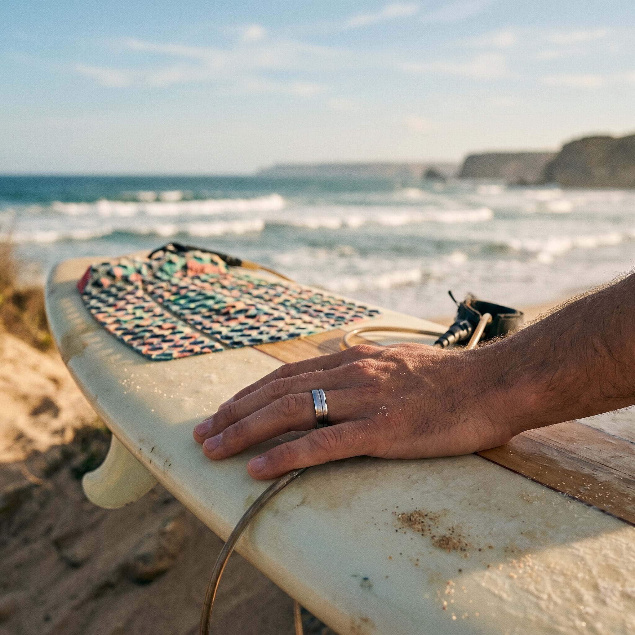 Brushed & Polished Slim Stainless Steel Ring