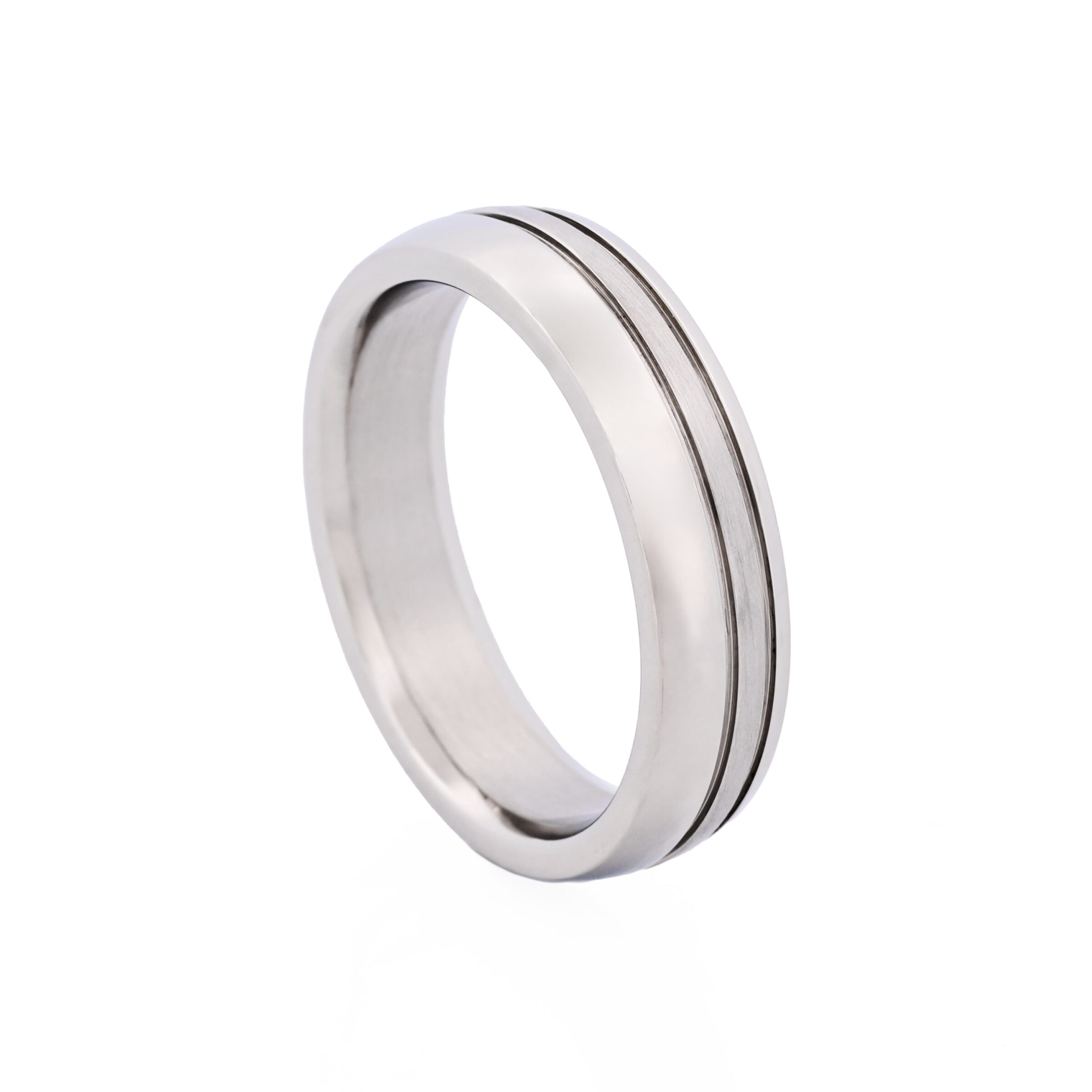 Brushed & Polished Slim Stainless Steel Ring