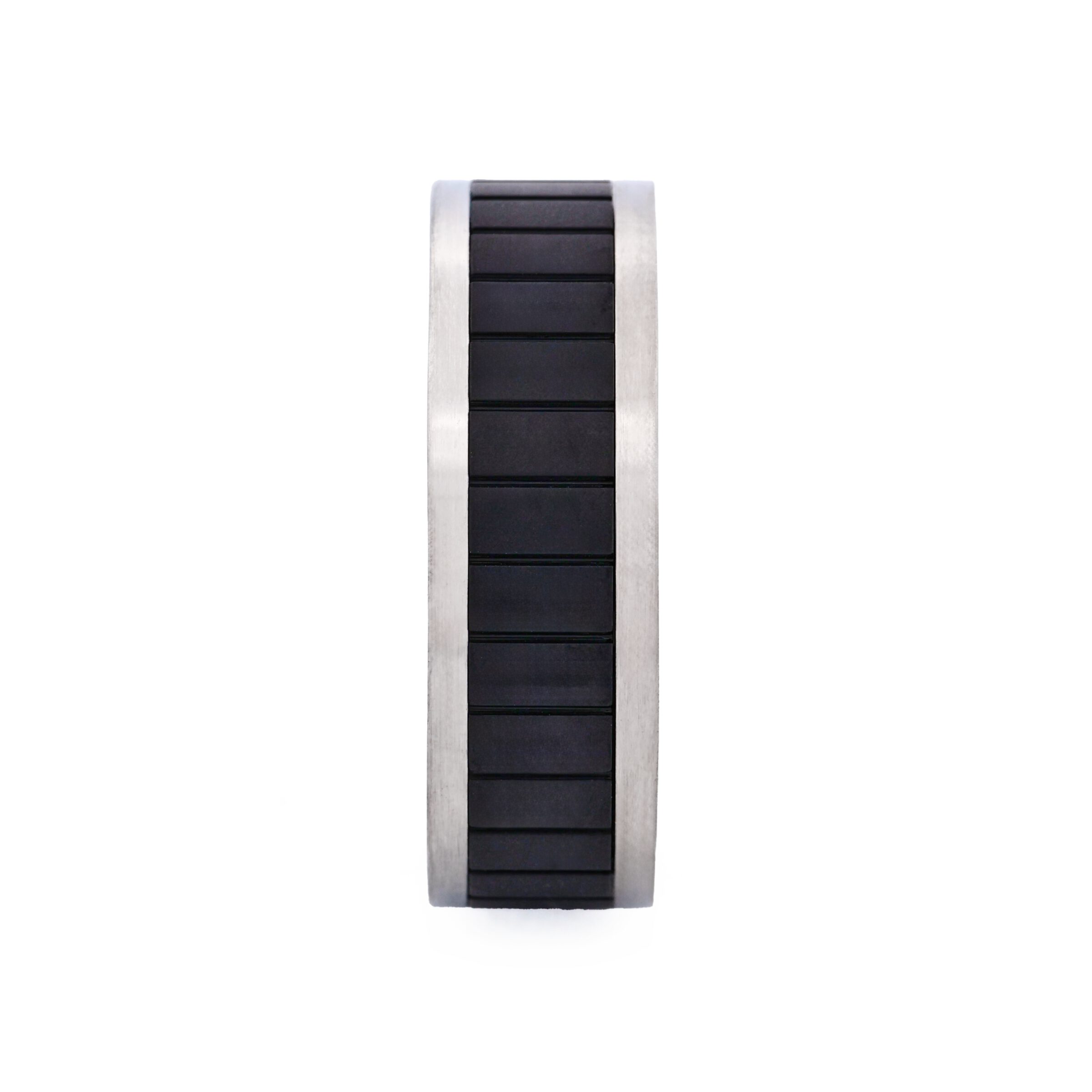 Brushed Stainless Steel Ring with Ion Plated Matt Black Band