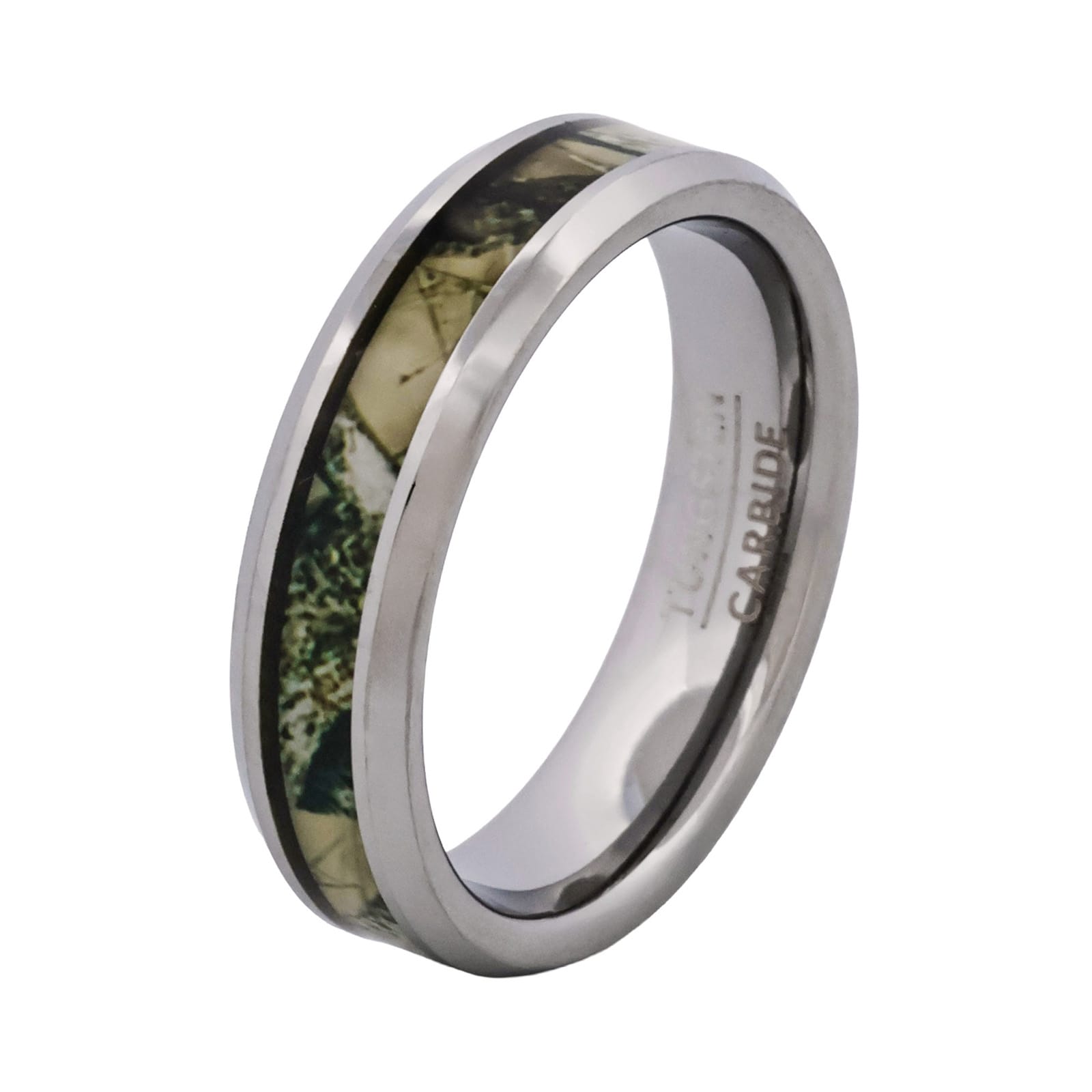Cudworth 6mm Polished Rhodium Tungsten Ring - Woodland Horizon