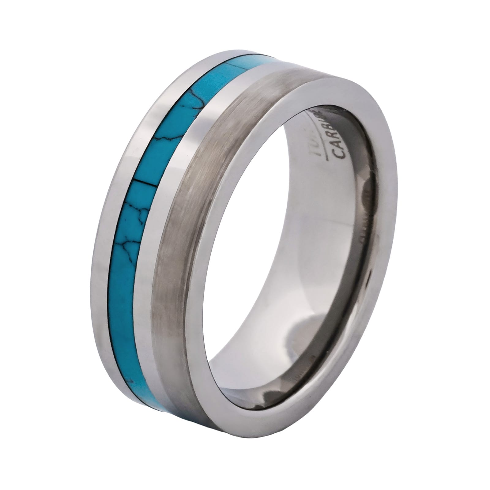 Cudworth Brushed Rhodium Tungsten Ring - Arctic Line