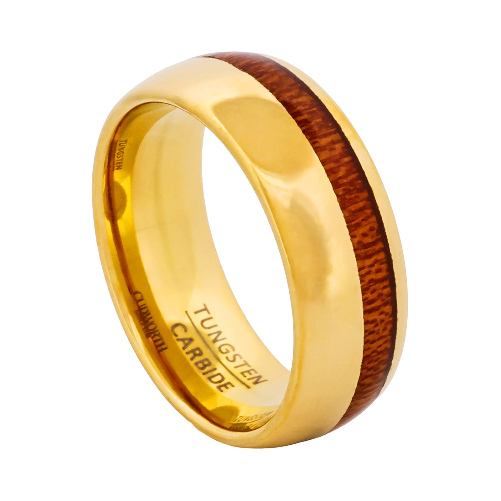 Cudworth Polished Gold Ion Plated Tungsten Ring - Timber Crest