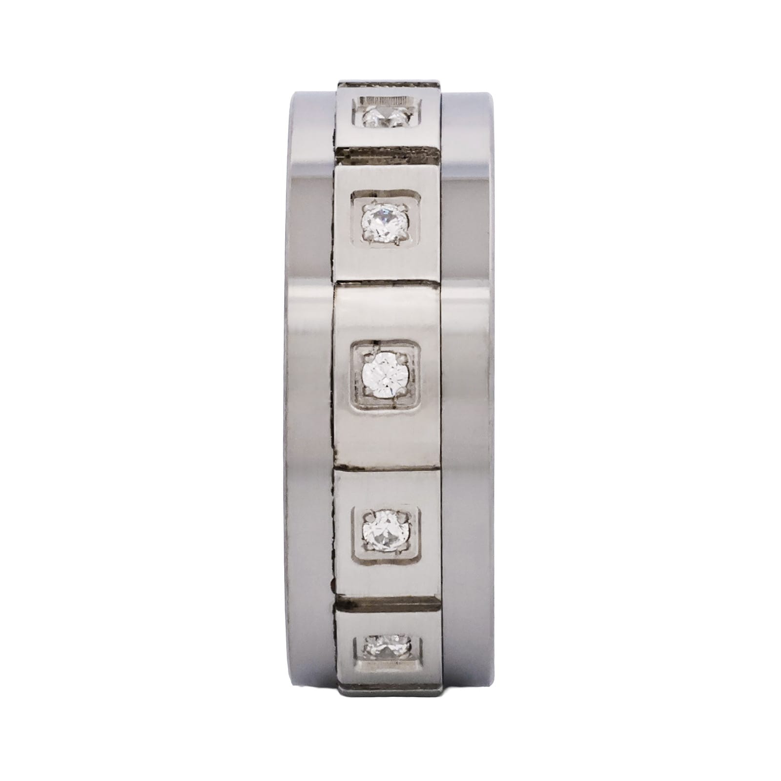 Cudworth Polished Rhodium Tungsten Ring - Atlas Link