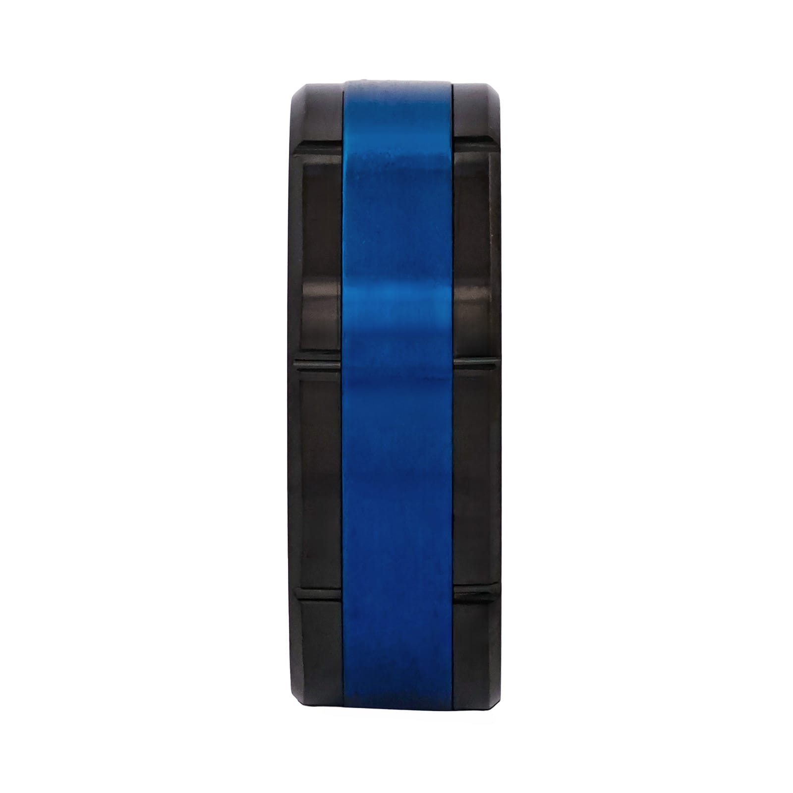 Cudworth Brushed Black and Blue Ion Plated Tungsten Ring - Blue Apex