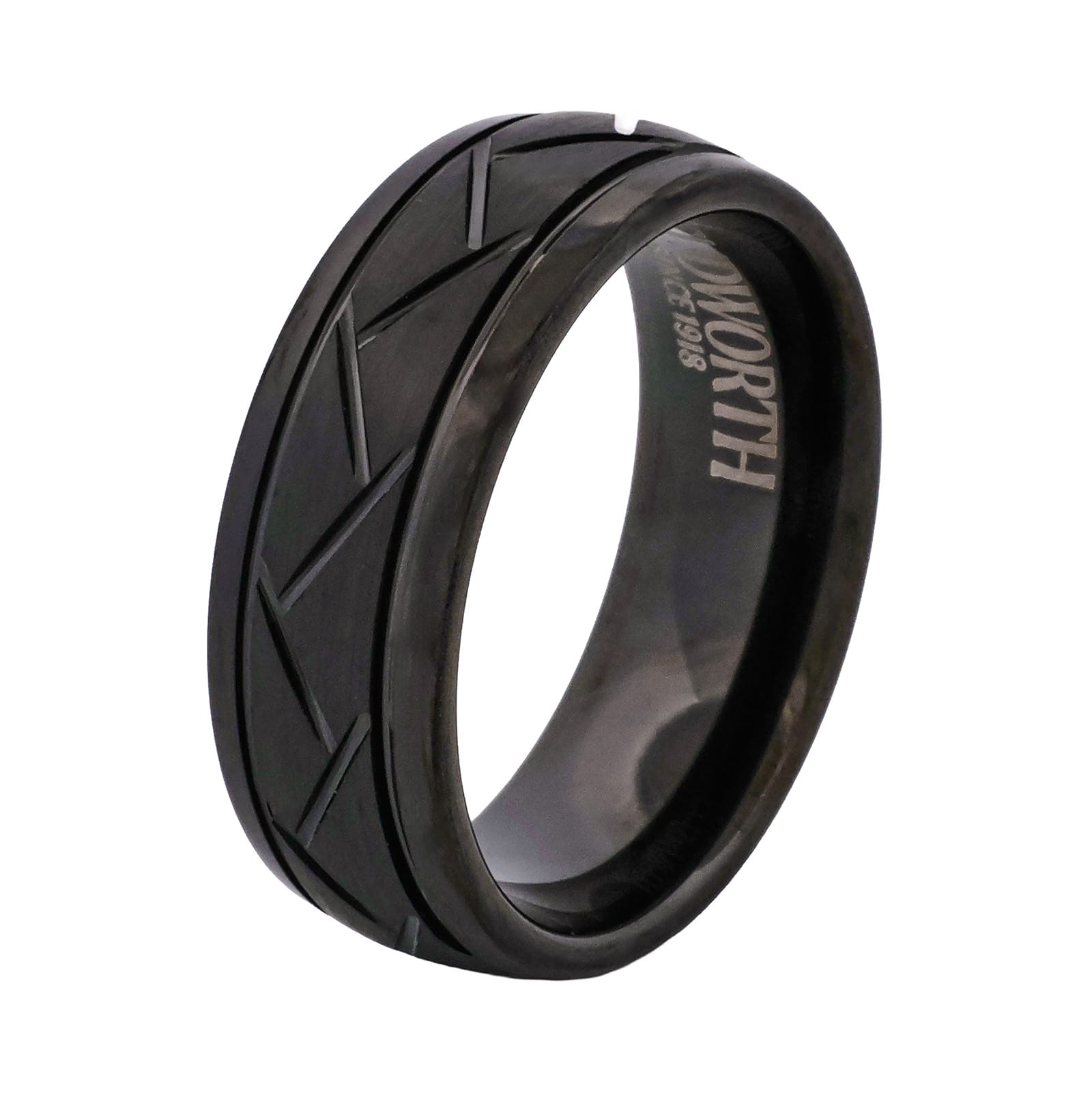 Cudworth Faceted Black Ion Plated Tungsten Ring - Shadow Facet