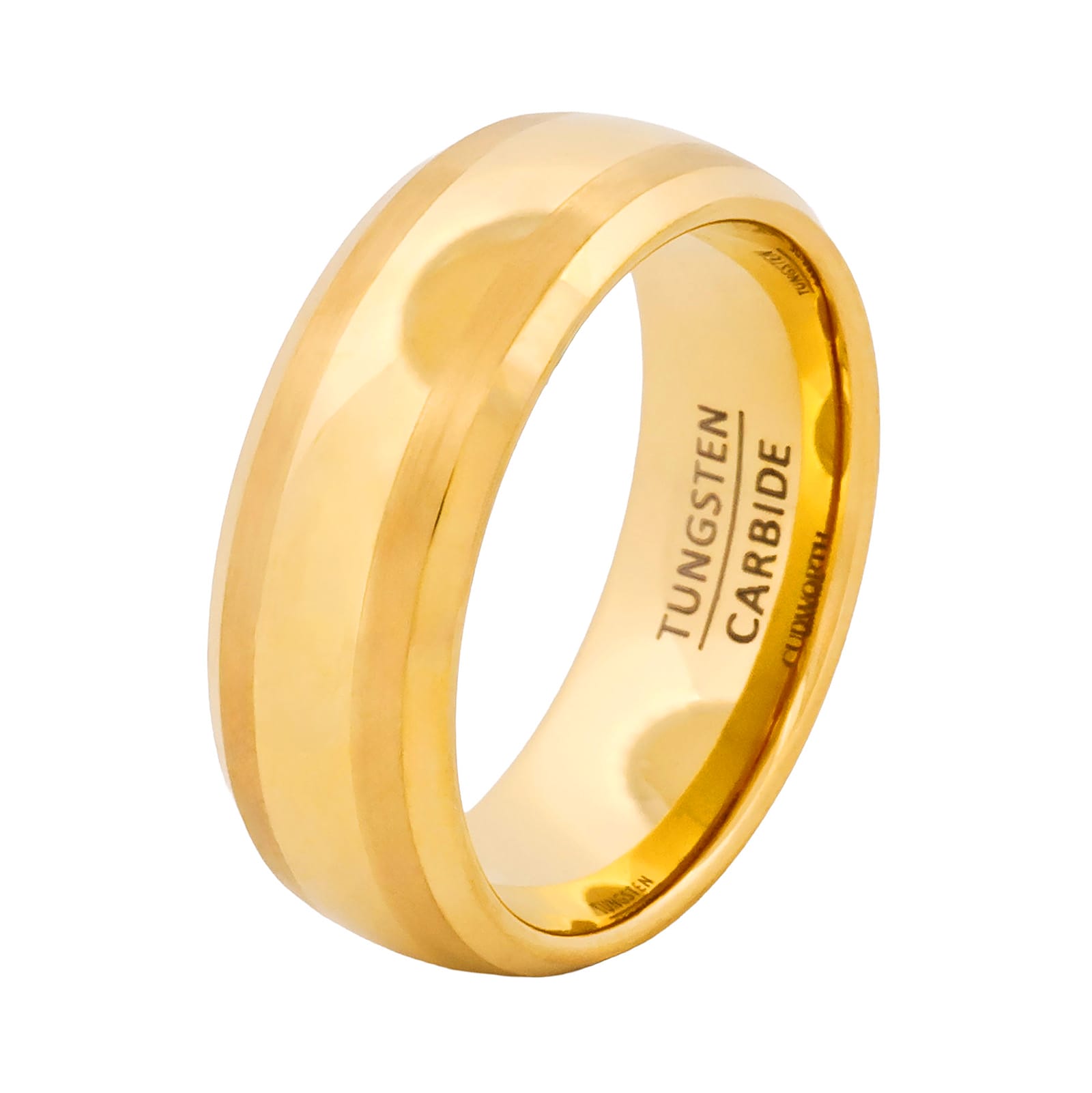 Cudworth Brushed Gold Ion Plated Tungsten Ring - Sovereign Gold