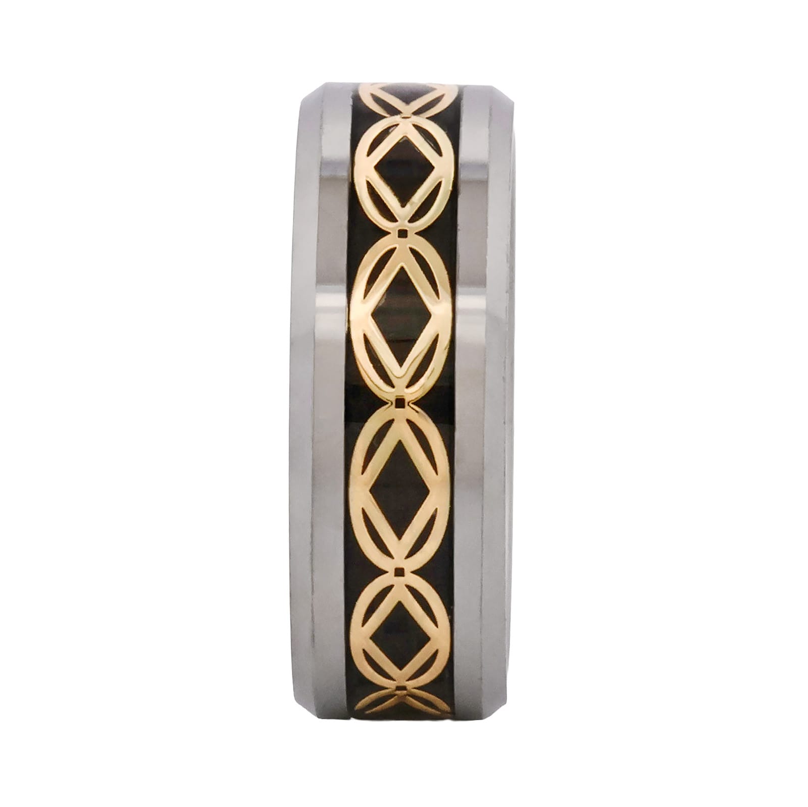 Cudworth Polished Rhodium Tungsten Ring - Regal Weave