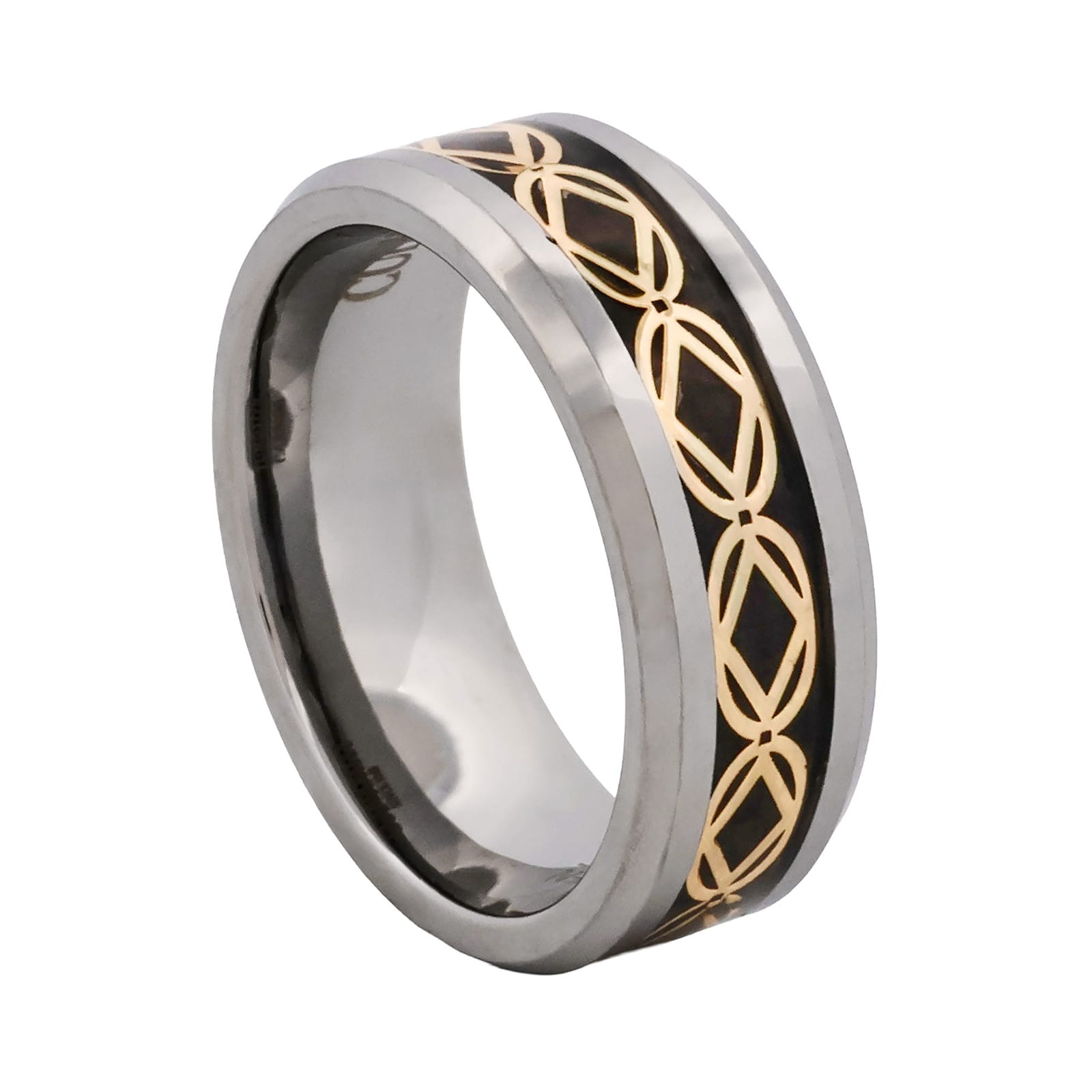 Cudworth Polished Rhodium Tungsten Ring - Regal Weave