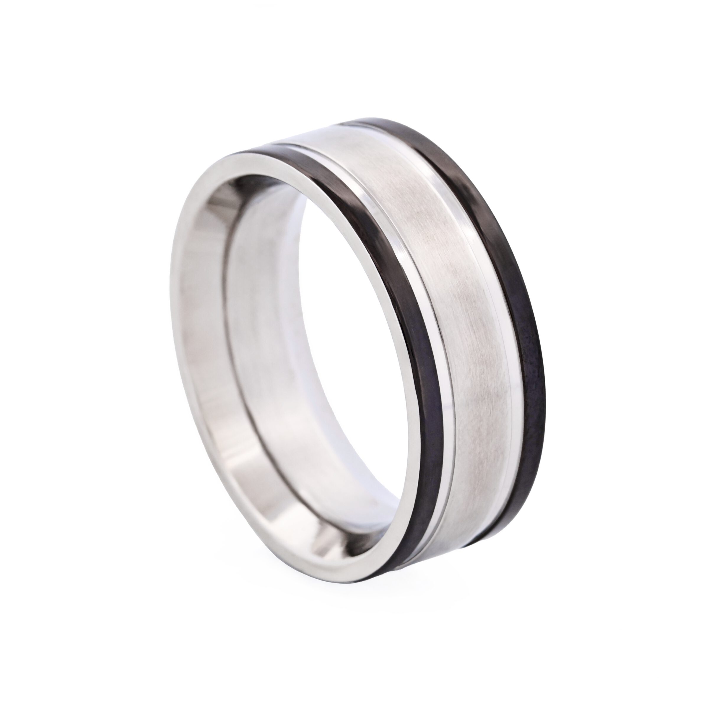 Stainless Steel & Black Ion Plated Black Ring